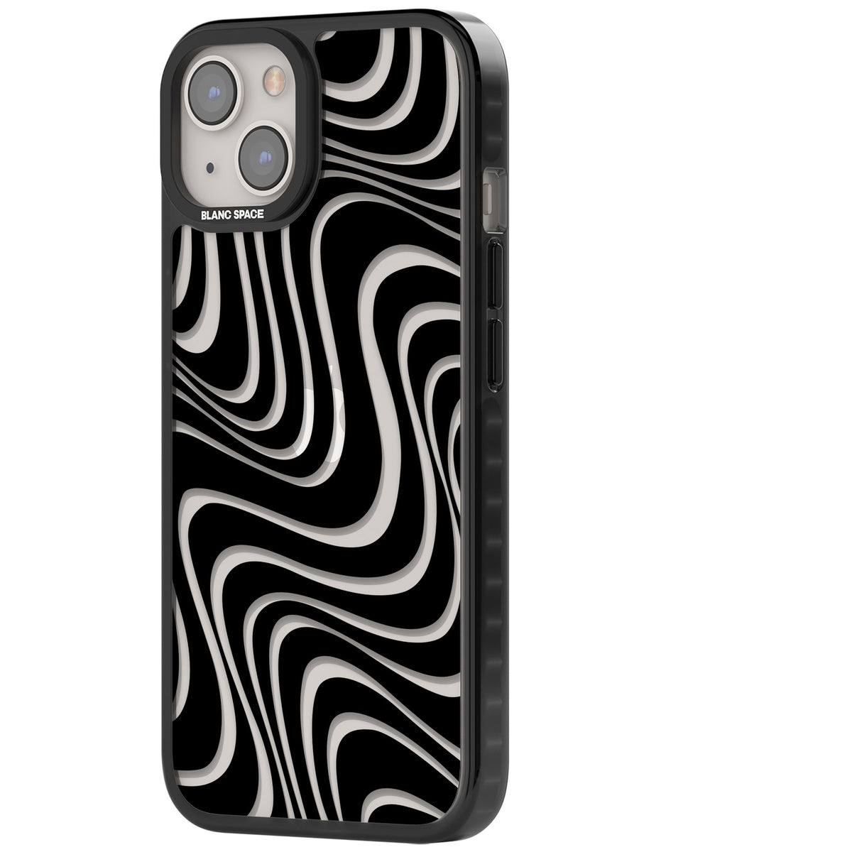 Abstract Waves iPhone 12 / 12 Pro / iPhone 13 / iPhone 14 / iPhone 14 Plus / iPhone 15 / iPhone 15 Plus Impact Black Phone Case side