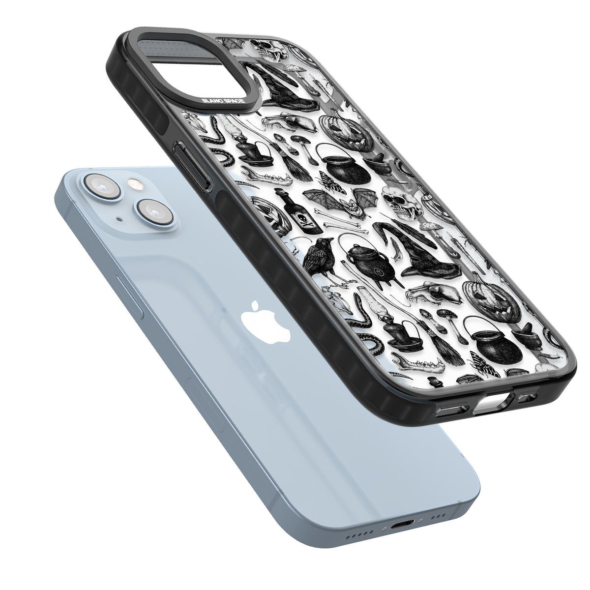 Dark Witchy iPhone 12 / 12 Pro / iPhone 13 / iPhone 14 / iPhone 14 Plus / iPhone 15 / iPhone 15 Plus Impact Black Phone Case angled