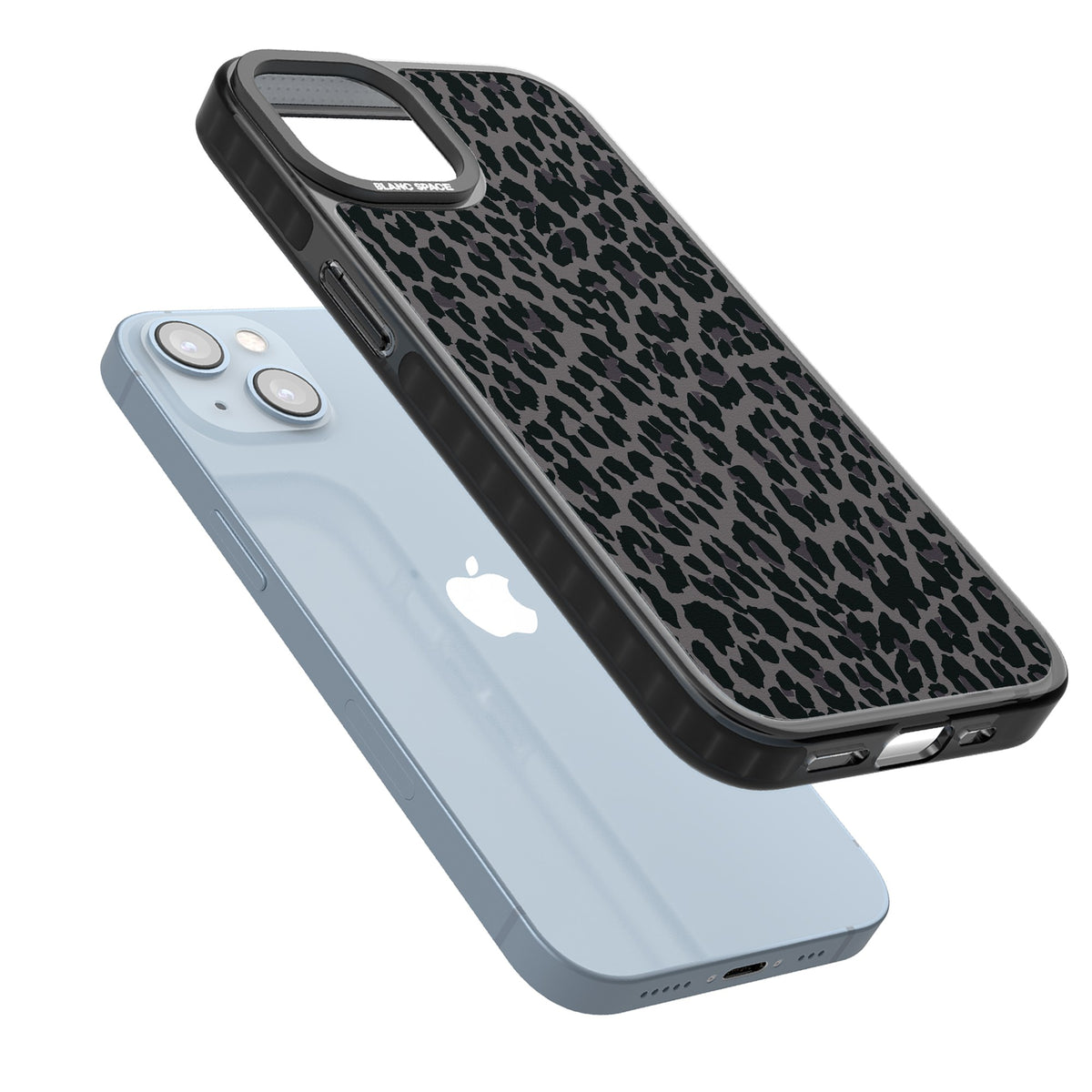 Dark Animal Print iPhone 12 / 12 Pro / iPhone 13 / iPhone 14 / iPhone 14 Plus / iPhone 15 / iPhone 15 Plus Impact Black Phone Case angled