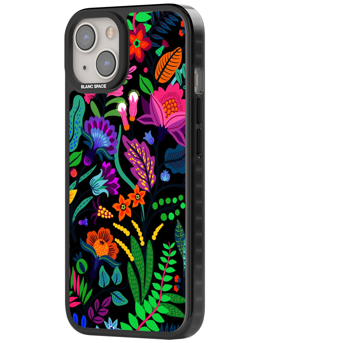 Floral Vibe (Black) iPhone 12 / 12 Pro / iPhone 13 / iPhone 14 / iPhone 14 Plus / iPhone 15 / iPhone 15 Plus Impact Black Phone Case side