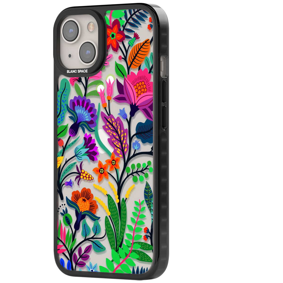 Floral Vibe iPhone 12 / 12 Pro / iPhone 13 / iPhone 14 / iPhone 14 Plus / iPhone 15 / iPhone 15 Plus Impact Black Phone Case side