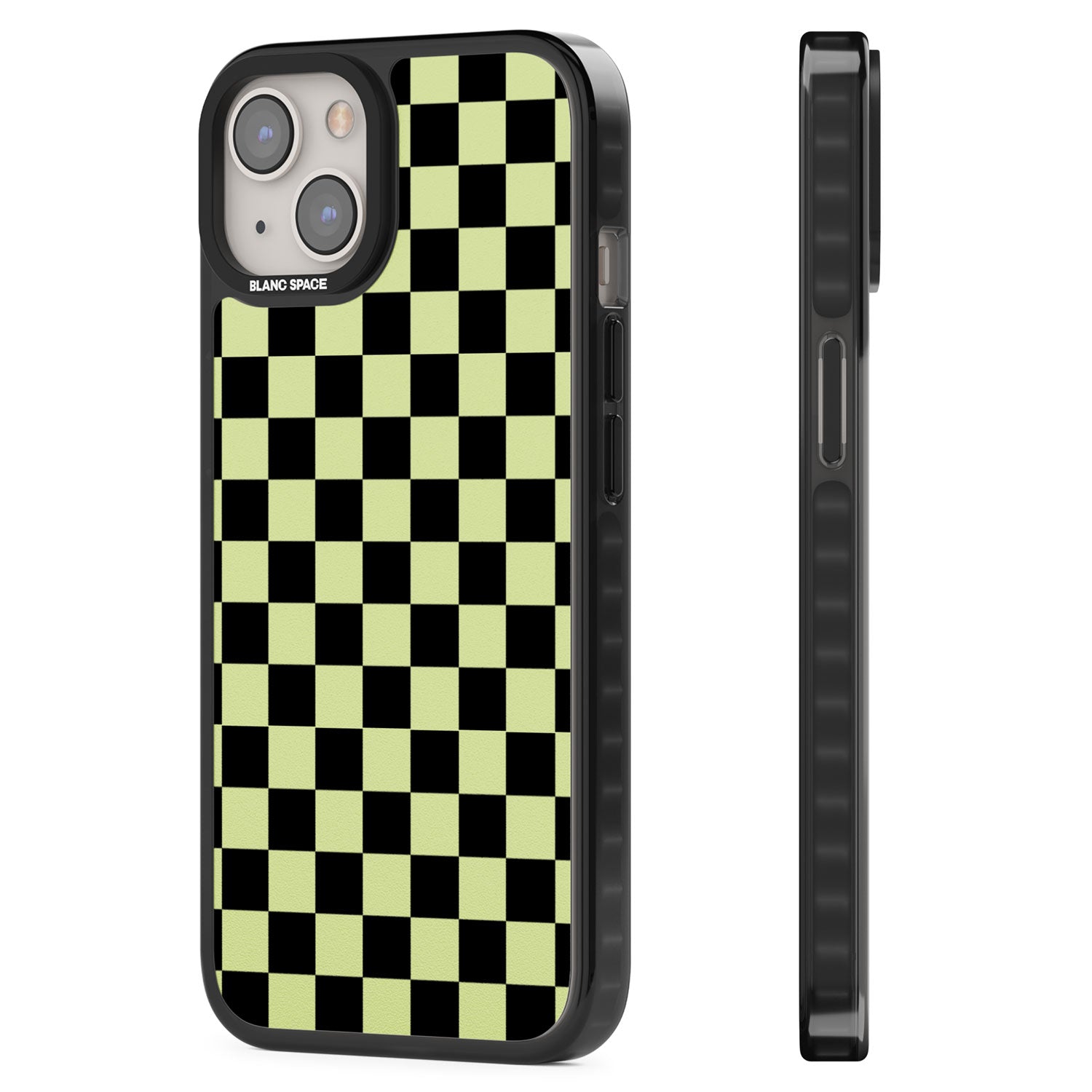 Black & Lime Check Black Impact Phone Case for iPhone 13, iPhone 14, iPhone 15