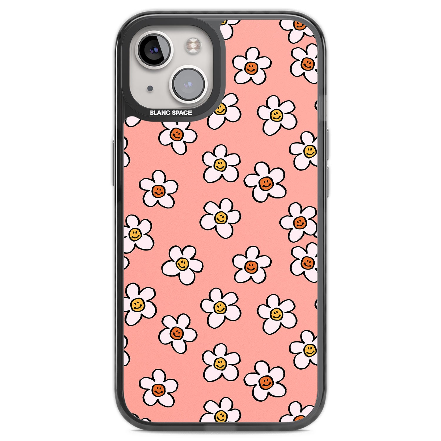 Peachy Daisy Smiles Black Impact Phone Case for iPhone 13, iPhone 14, iPhone 15