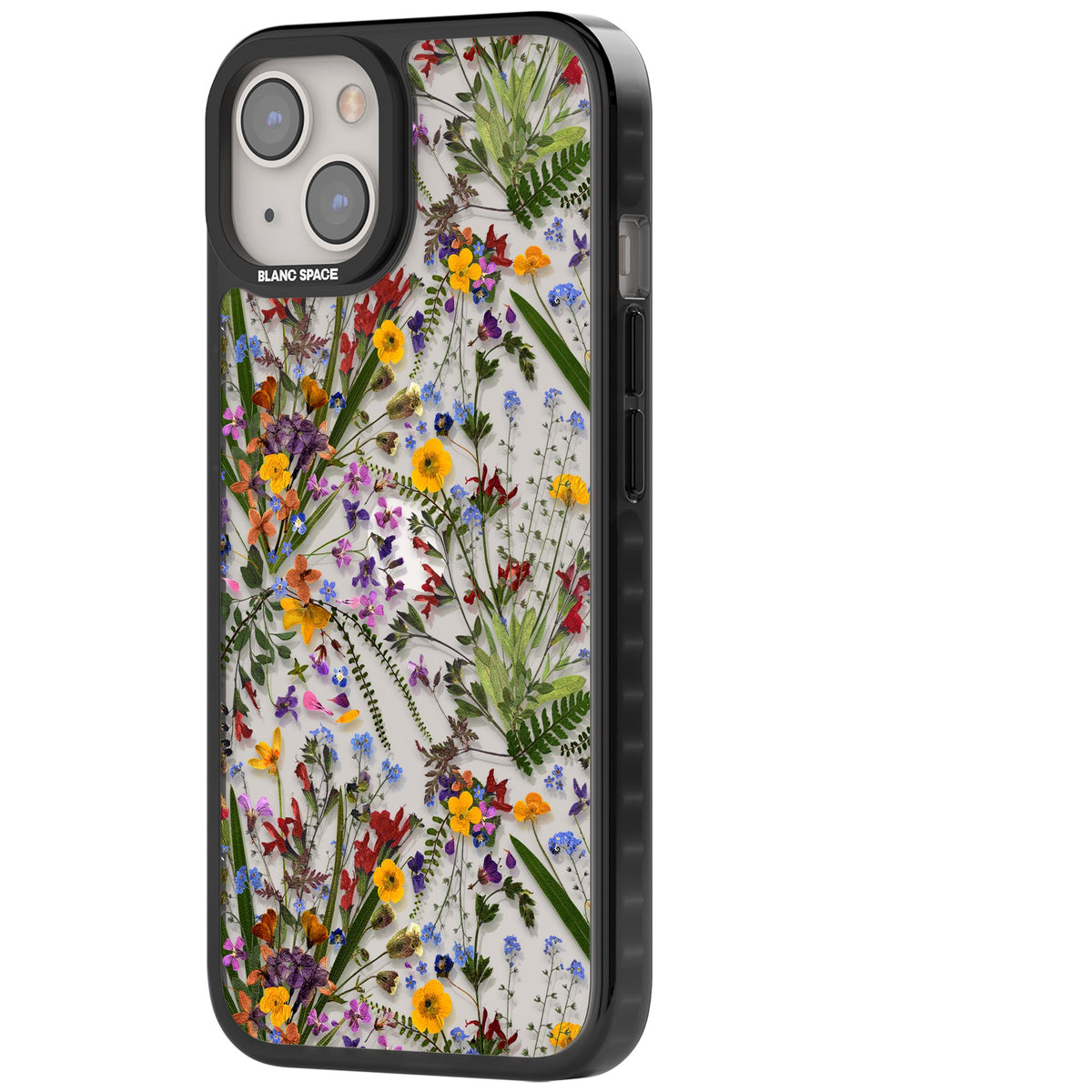 Wildflowers & Leaves iPhone 12 / 12 Pro / iPhone 13 / iPhone 14 / iPhone 14 Plus / iPhone 15 / iPhone 15 Plus Impact Black Phone Case side
