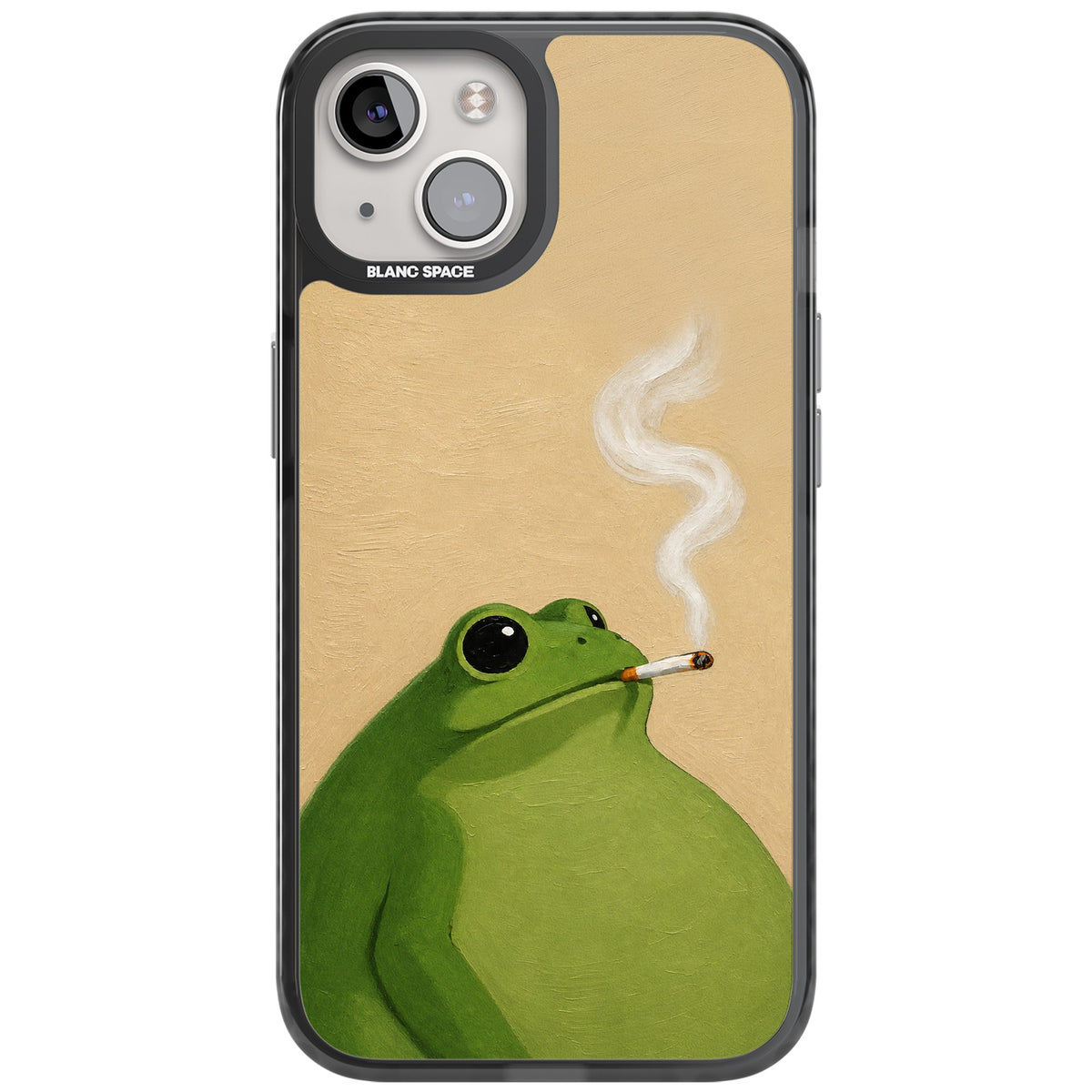 The Smoking Frog iPhone 12 / 12 Pro / iPhone 13 / iPhone 14 / iPhone 14 Plus / iPhone 15 / iPhone 15 Plus Impact Black Phone Case front