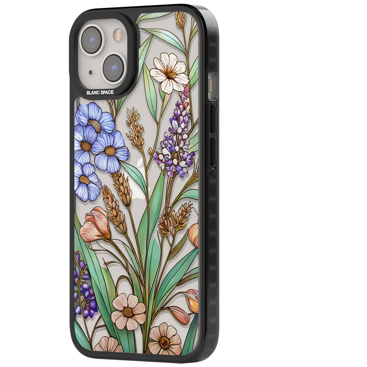 Glass Lavenders & Daisies iPhone 12 / 12 Pro / iPhone 13 / iPhone 14 / iPhone 14 Plus / iPhone 15 / iPhone 15 Plus Impact Black Phone Case side