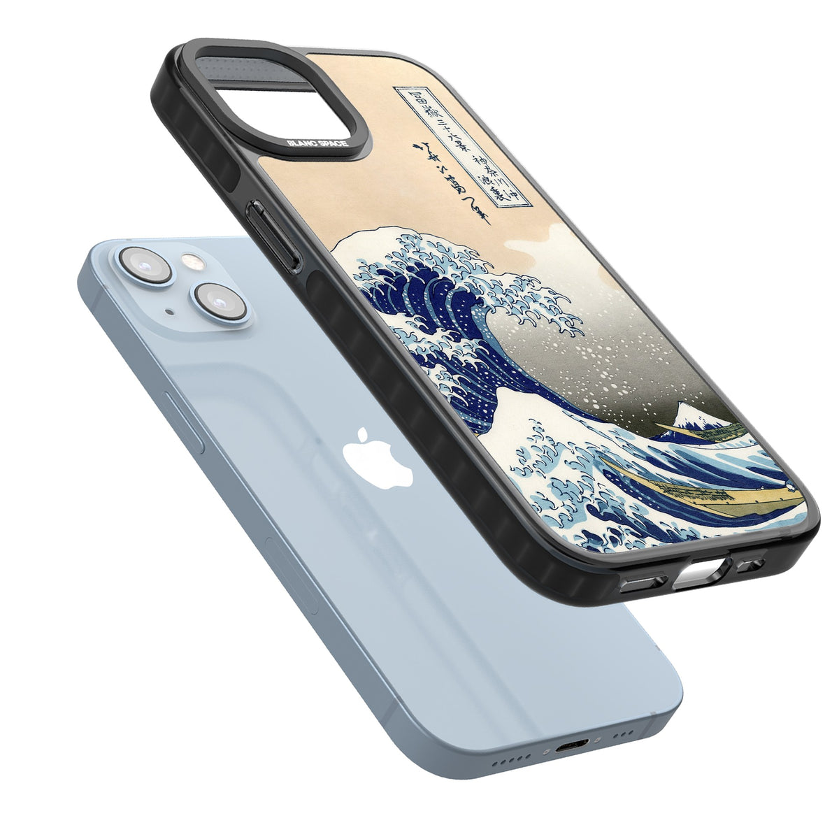 Great Wave iPhone 12 / 12 Pro / iPhone 13 / iPhone 14 / iPhone 14 Plus / iPhone 15 / iPhone 15 Plus Impact Black Phone Case angled