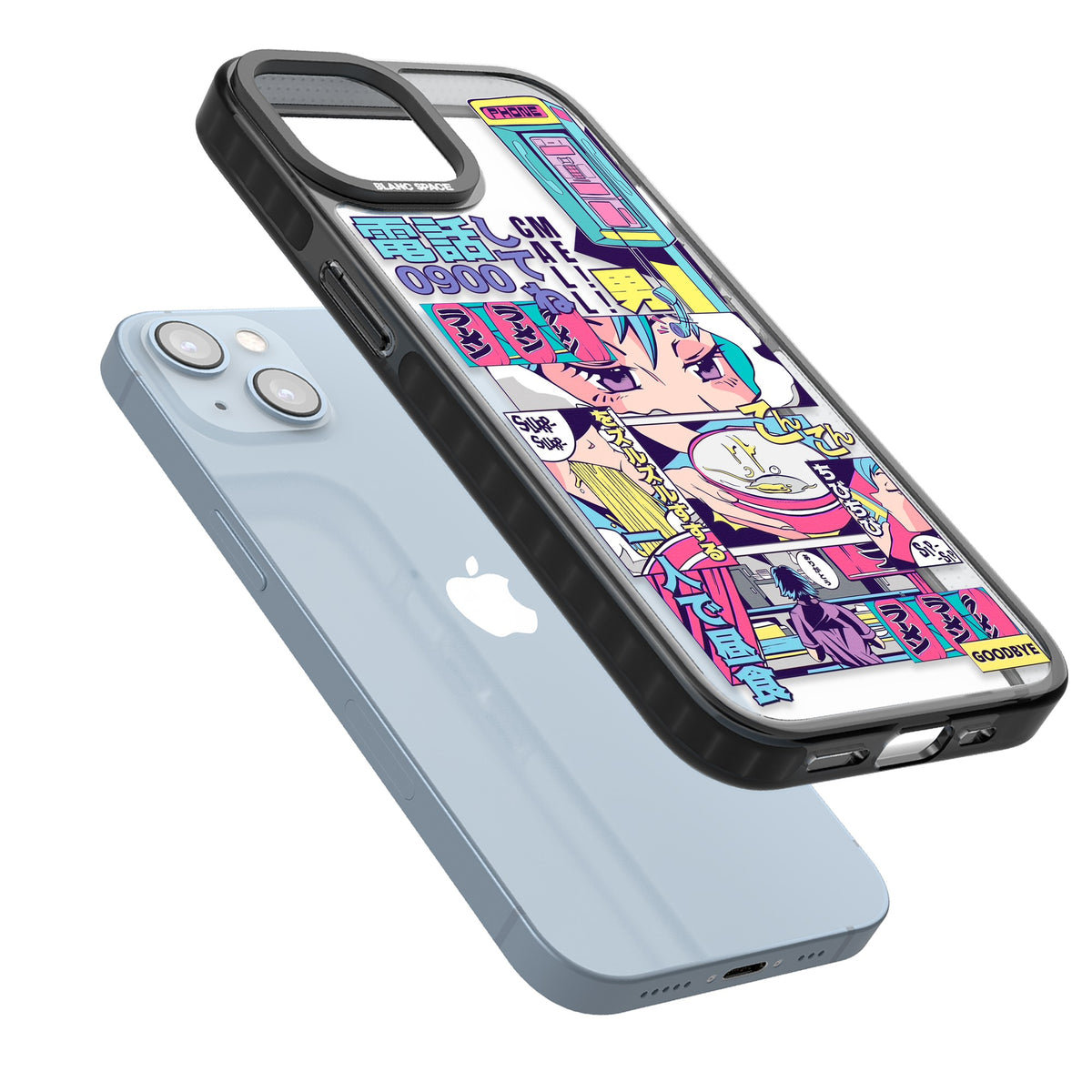 Electric Osaka iPhone 12 / 12 Pro / iPhone 13 / iPhone 14 / iPhone 14 Plus / iPhone 15 / iPhone 15 Plus Impact Black Phone Case angled
