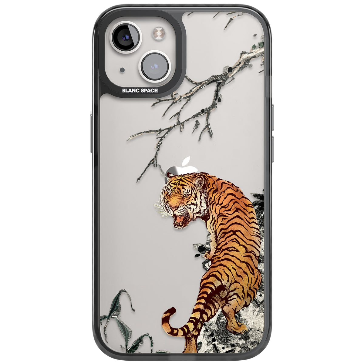 Roaring Tiger iPhone 12 / 12 Pro / iPhone 13 / iPhone 14 / iPhone 14 Plus / iPhone 15 / iPhone 15 Plus Impact Black Phone Case front