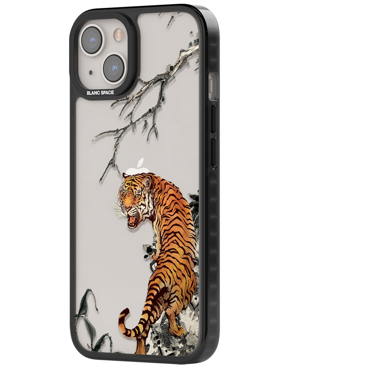 Roaring Tiger iPhone 12 / 12 Pro / iPhone 13 / iPhone 14 / iPhone 14 Plus / iPhone 15 / iPhone 15 Plus Impact Black Phone Case side