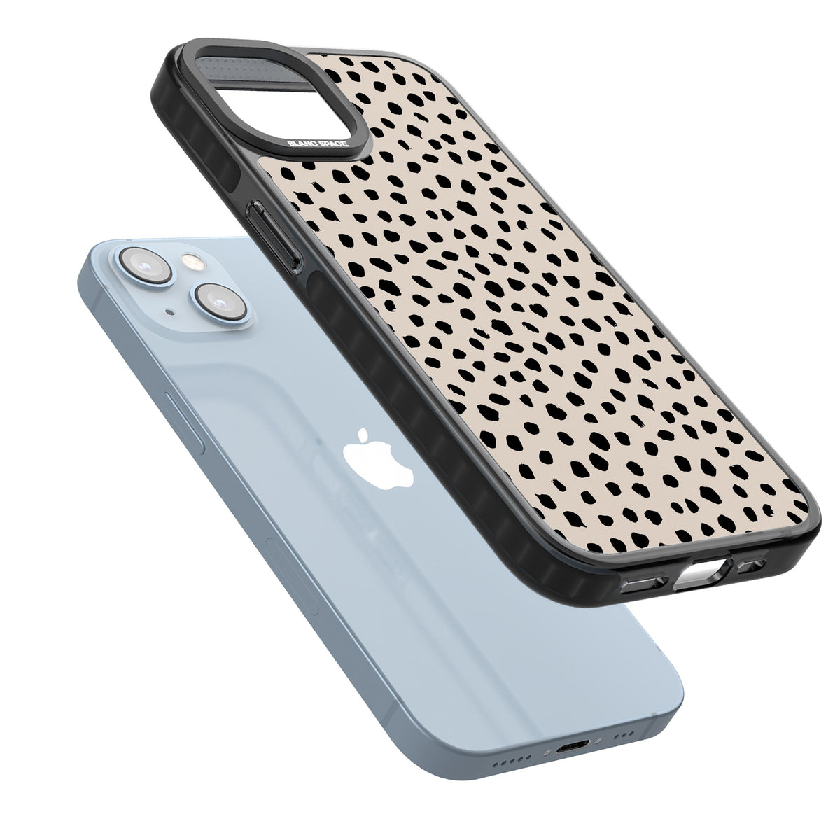 Coffee Dalmatian iPhone 12 / 12 Pro / iPhone 13 / iPhone 14 / iPhone 14 Plus / iPhone 15 / iPhone 15 Plus Impact Black Phone Case angled