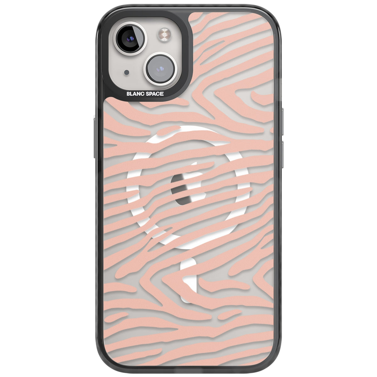Horizontal Zebra Stripes Transparent Animal Print iPhone 13 / iPhone 14 / iPhone 14 Plus / iPhone 15 / iPhone 15 Plus Impact Pro Black Phone Case front