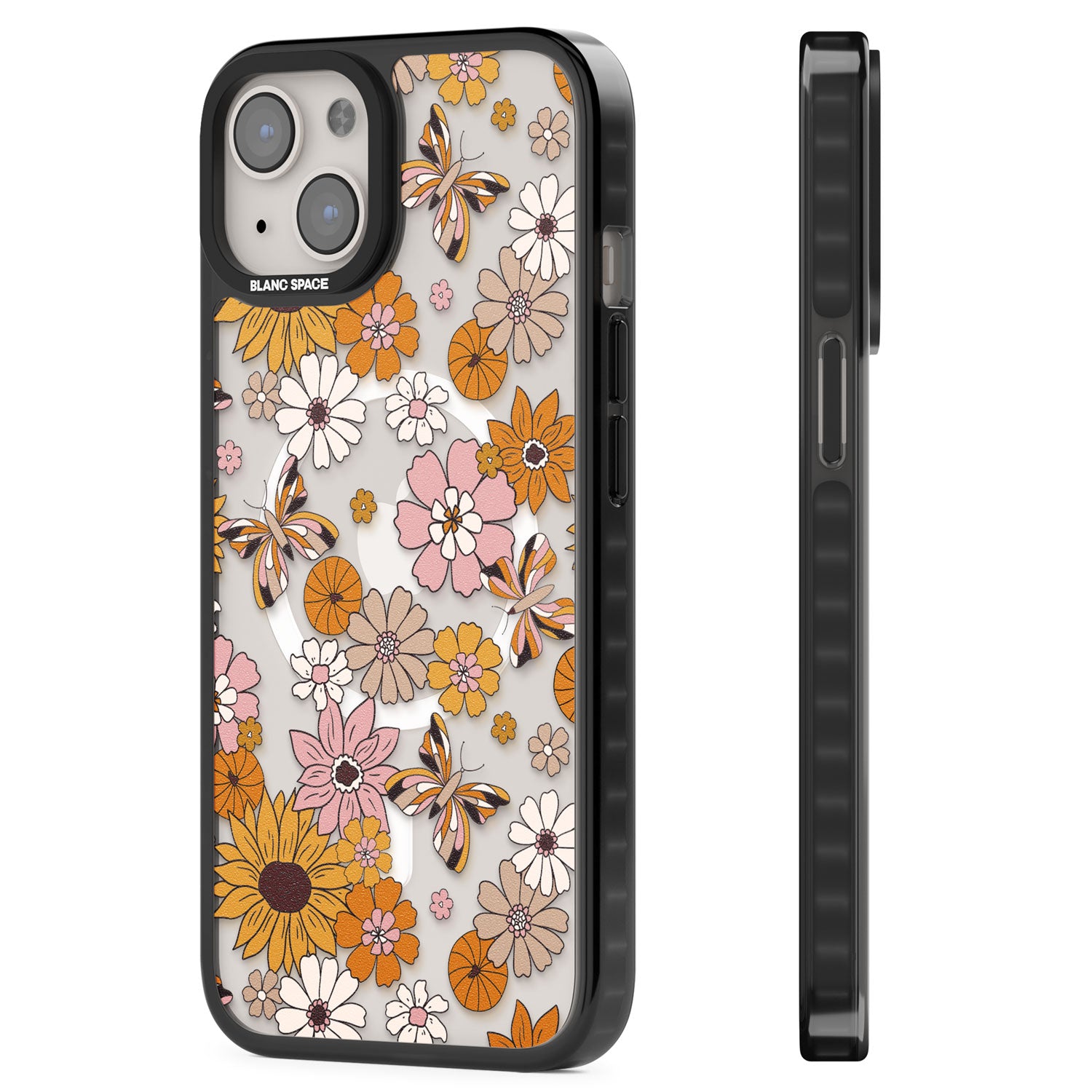 Butterfly & Bloom Autumn Floral Magsafe Black Impact Phone Case for iPhone 13, iPhone 14, iPhone 15