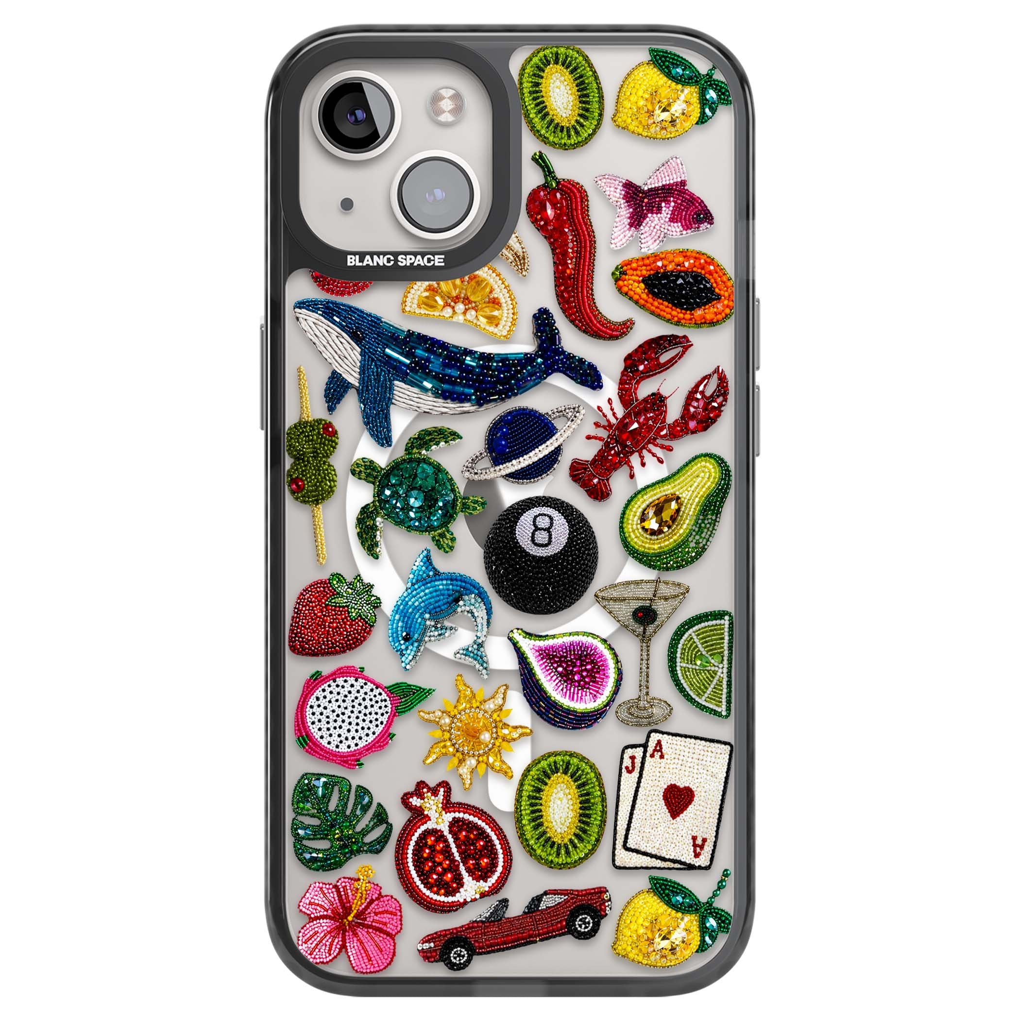 Beaded Mix cute iPhone case | Black Impact Magsafe case for iPhone 13, iPhone 14, iPhone 15