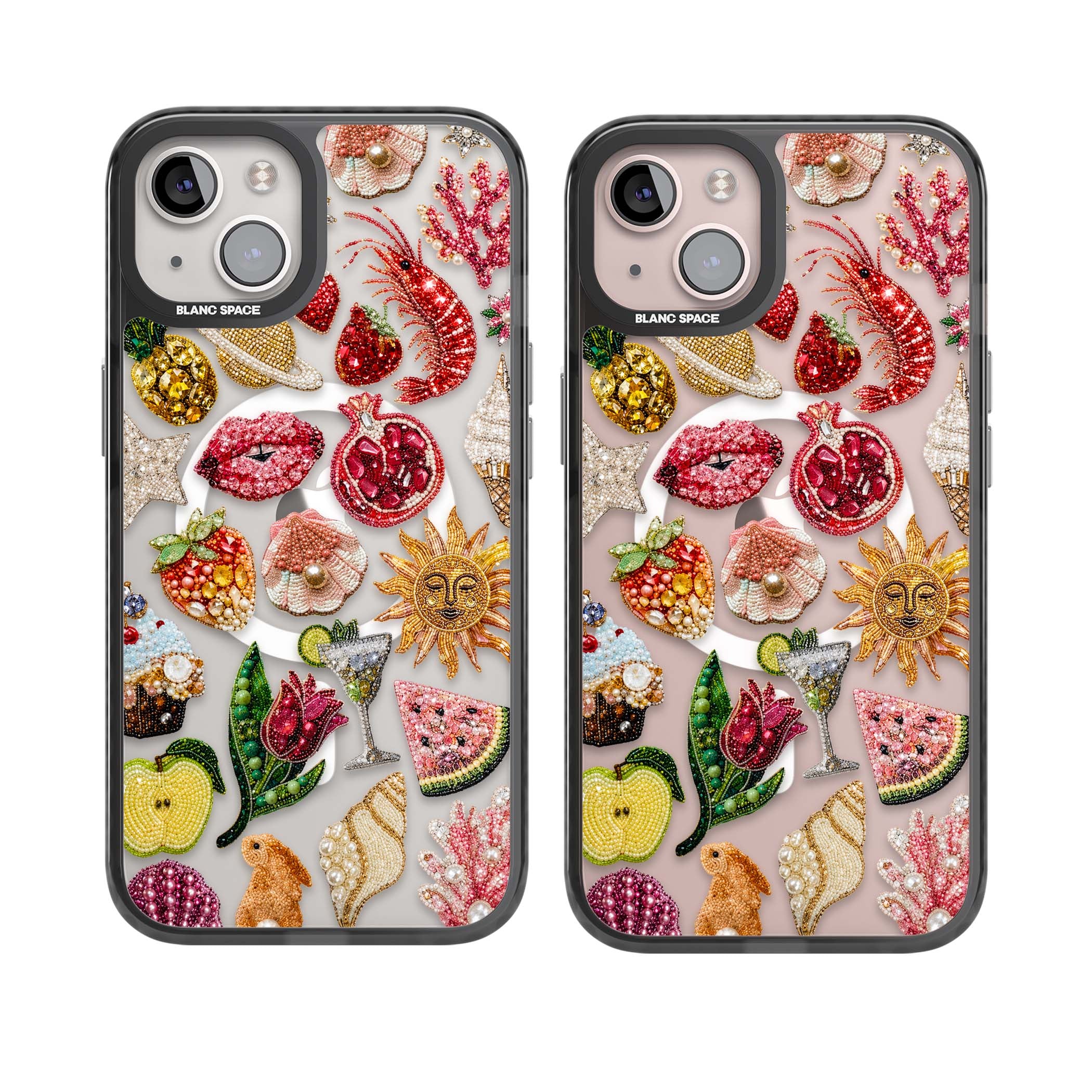 Beaded Riviera coquette iPhone case | Black Impact Magsafe case for iPhone 13, iPhone 14, iPhone 15
