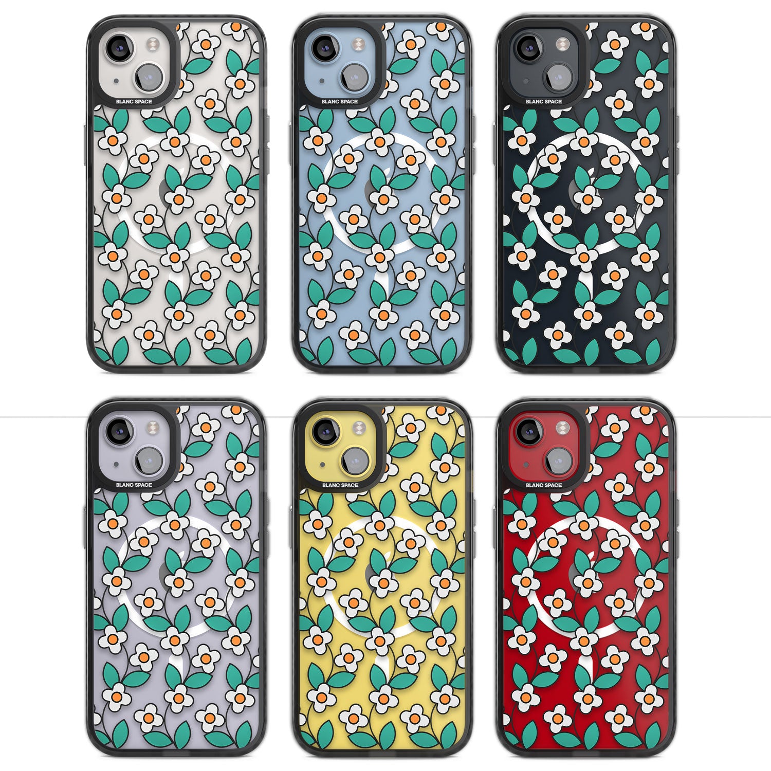 Spring Daisies Magsafe Black Impact Phone Case for iPhone 13, iPhone 14, iPhone 15
