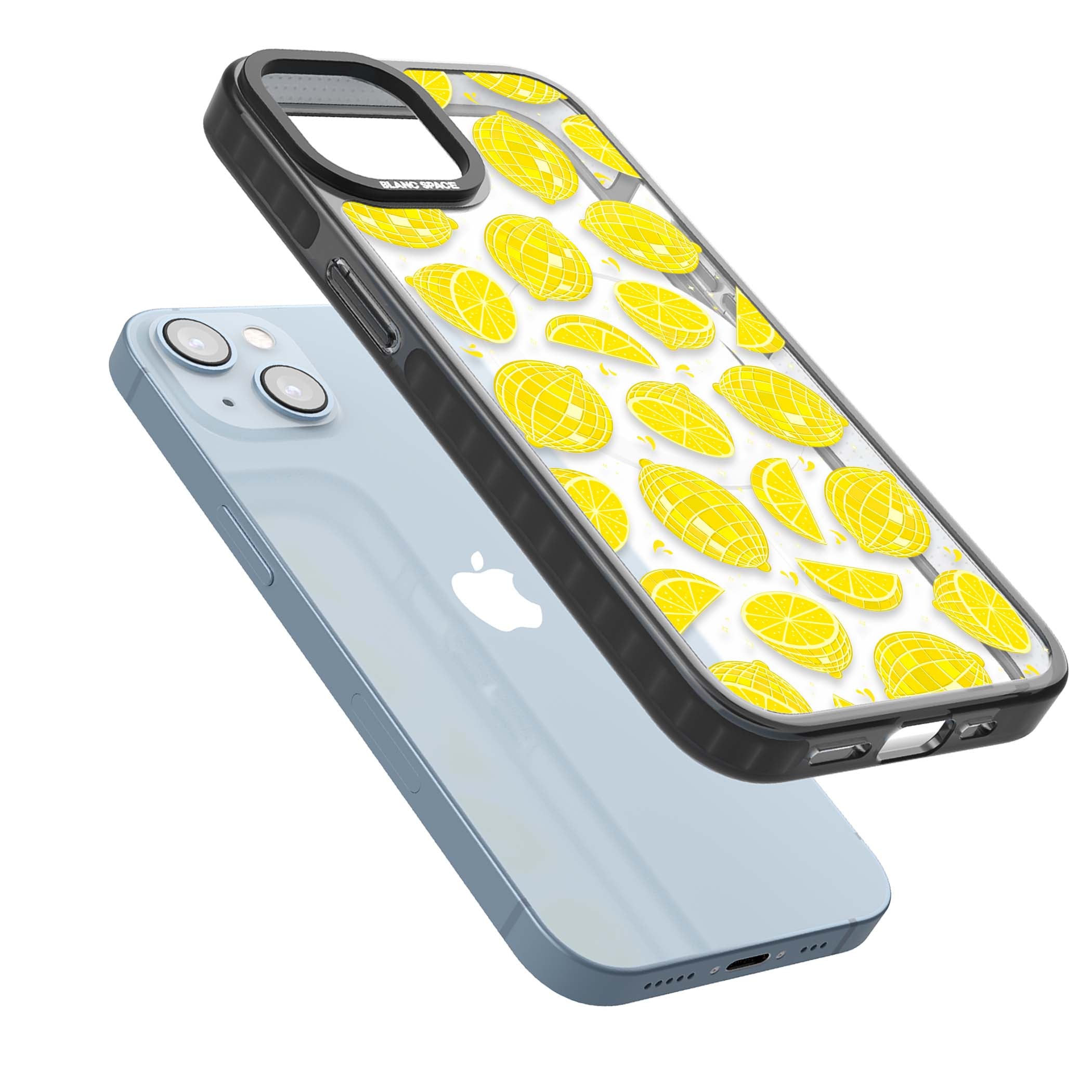Disco Lemons citrus iPhone case featuring mirrorball lemons, sliced fruit and sparkle accents | Black Impact Magsafe case for iPhone 13, iPhone 14, iPhone 15