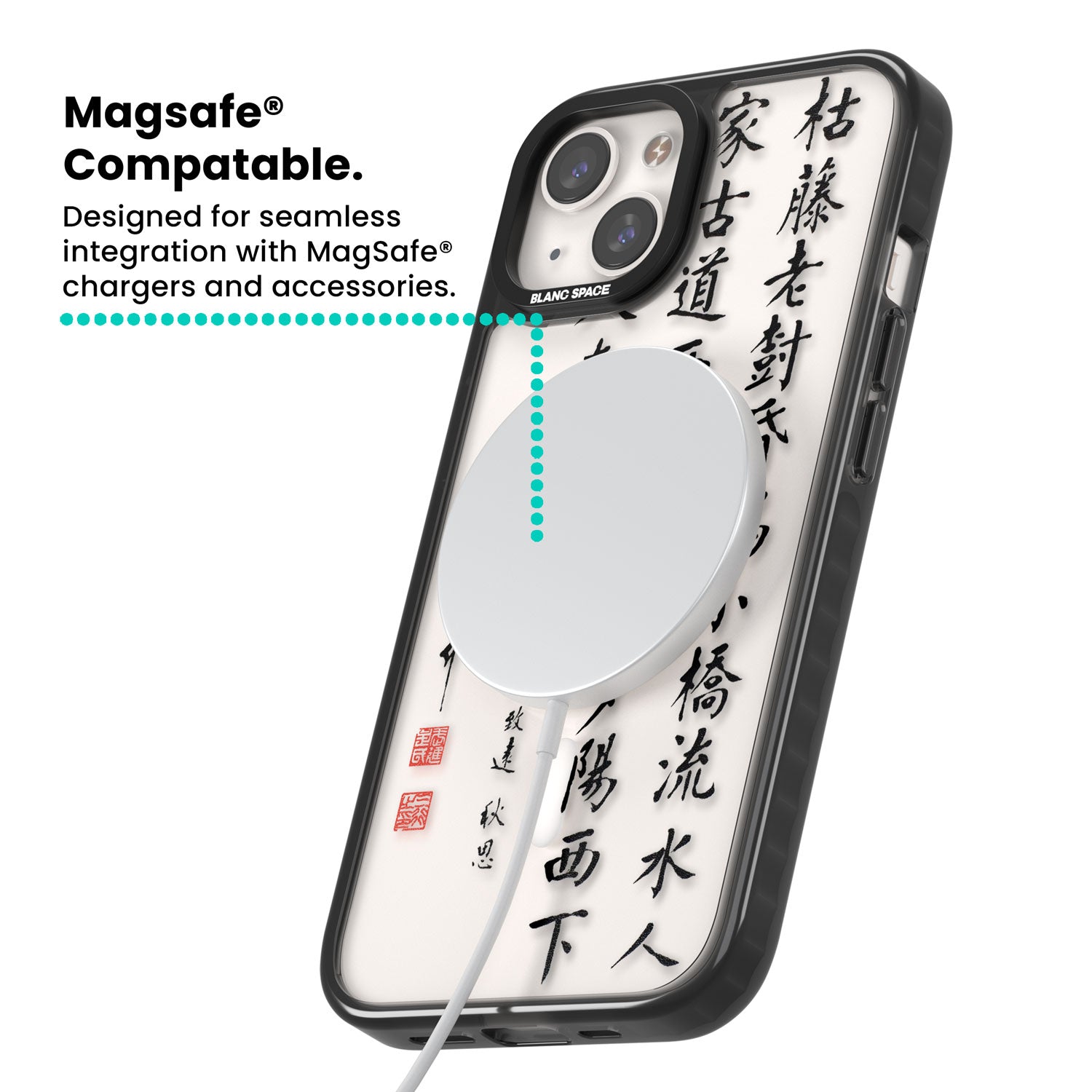 Japanese Kanji Script Magsafe Black Impact Phone Case for iPhone 13, iPhone 14, iPhone 15