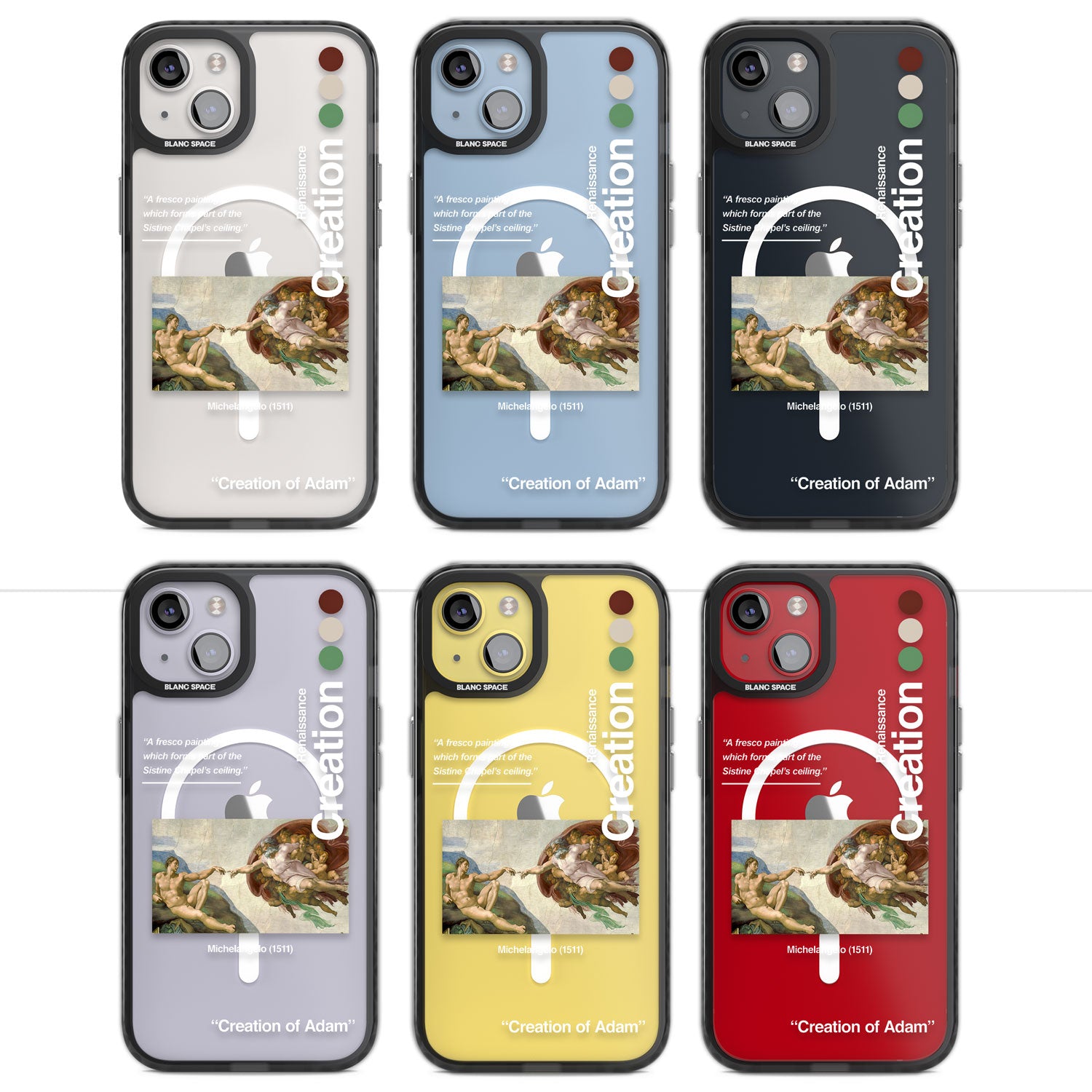 Creation of Adam - Michelangelo Magsafe Black Impact Phone Case for iPhone 13, iPhone 14, iPhone 15