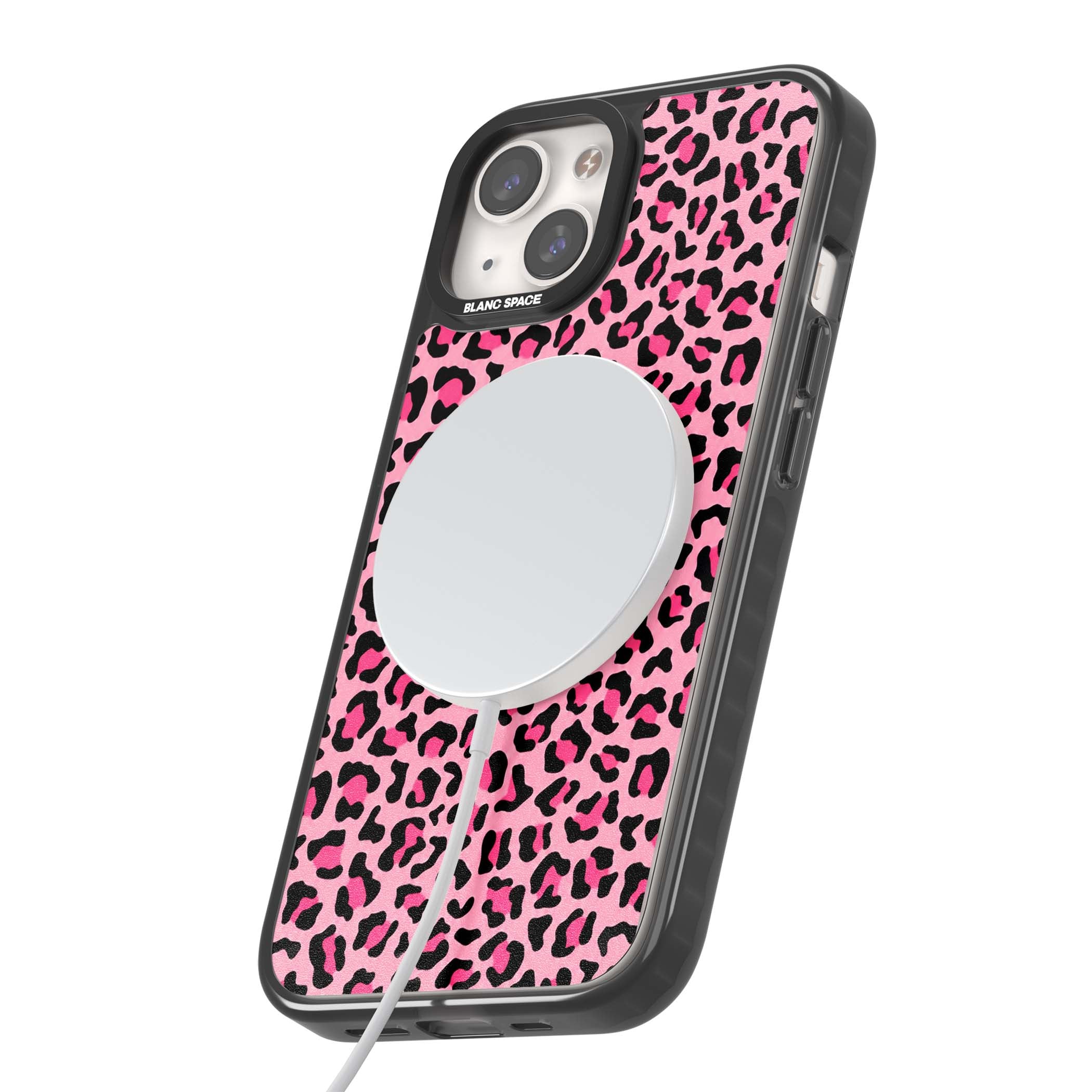 Pink Leopard baddie iPhone case | Black Impact Magsafe case for iPhone 13, iPhone 14, iPhone 15