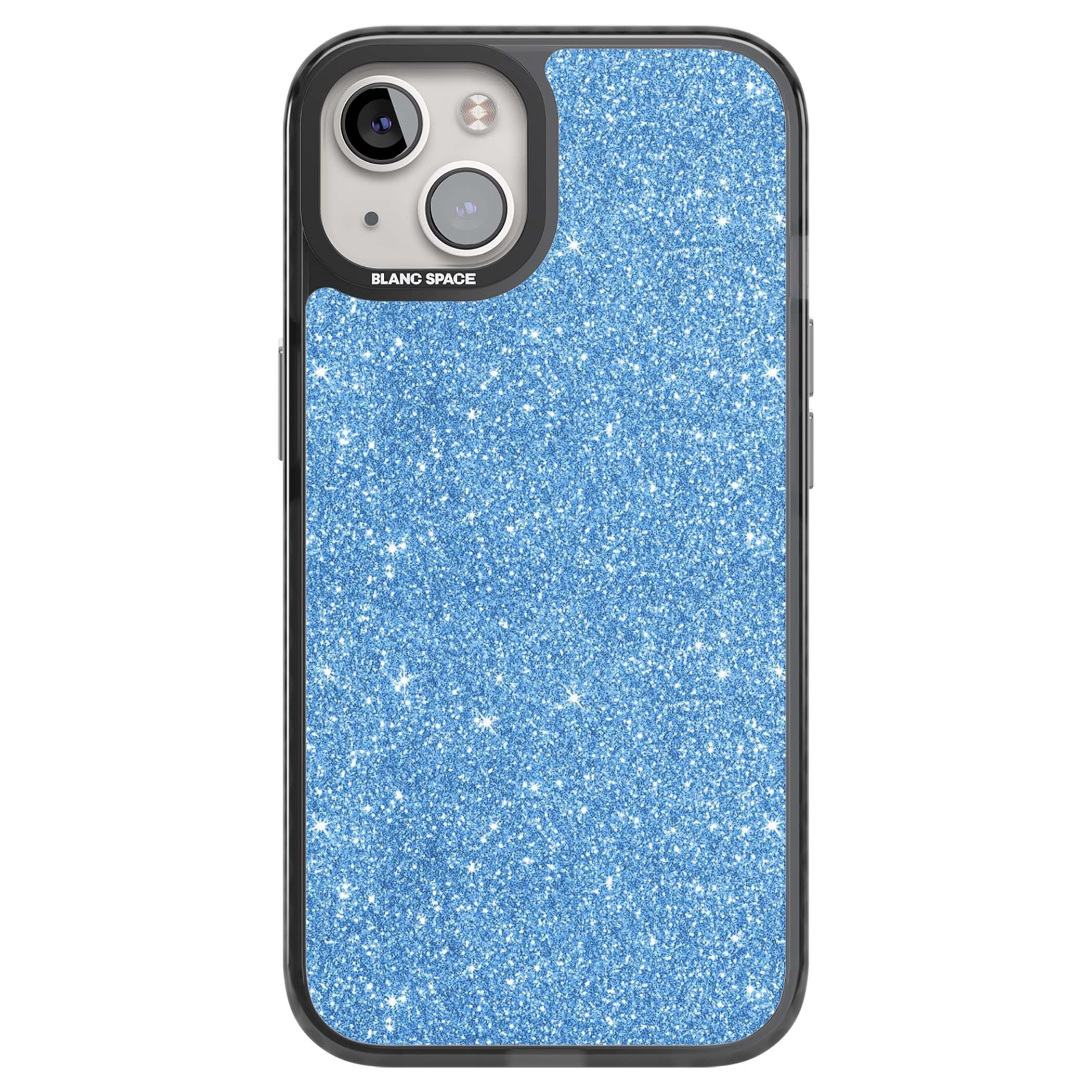 Blue Glitter blue glitter iPhone case featuring dense sparkling cerulean glitter with a glamorous shimmering finish | Black Impact Magsafe case for iPhone 13, iPhone 14, iPhone 15