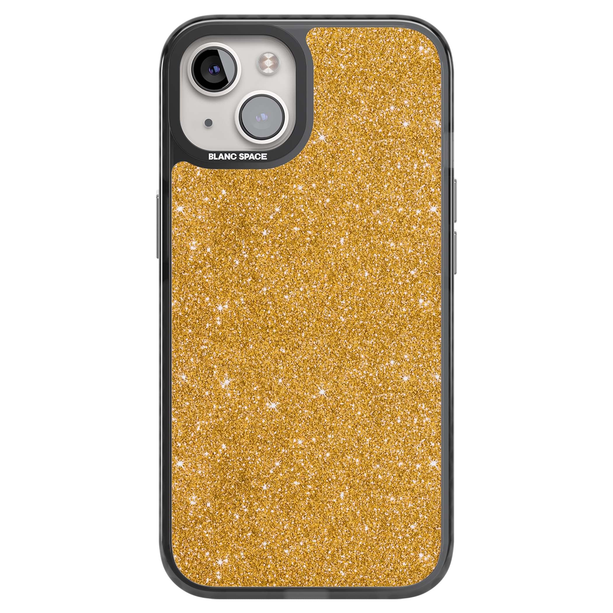 Gold Glitter gold glitter iPhone case featuring a shimmering sparkle wallpaper design in luxury gold | Black Impact Magsafe case for iPhone 13, iPhone 14, iPhone 15