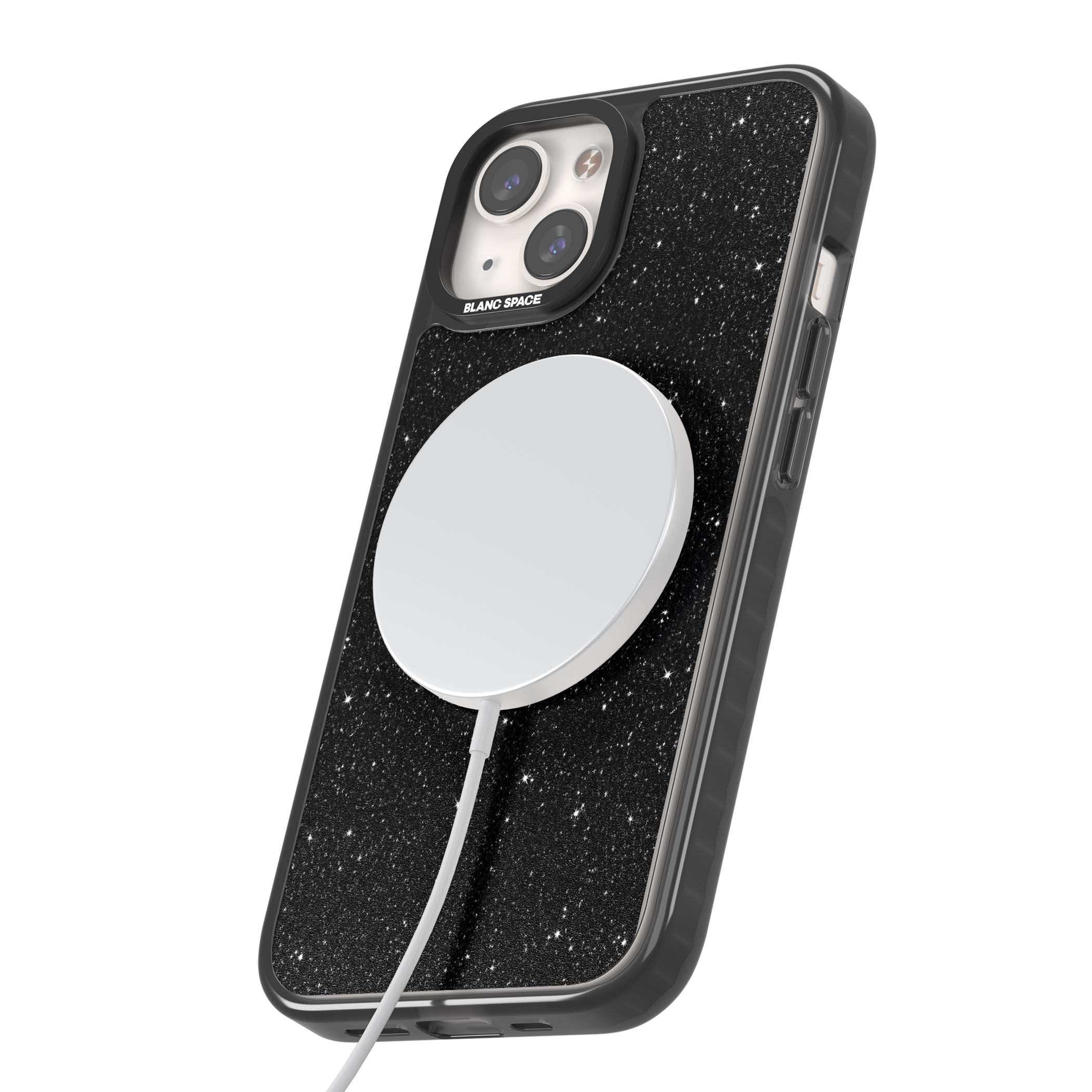 Black Glitter black glitter iPhone case featuring an all-over sparkly shimmer pattern on a jet black base | Black Impact Magsafe case for iPhone 13, iPhone 14, iPhone 15