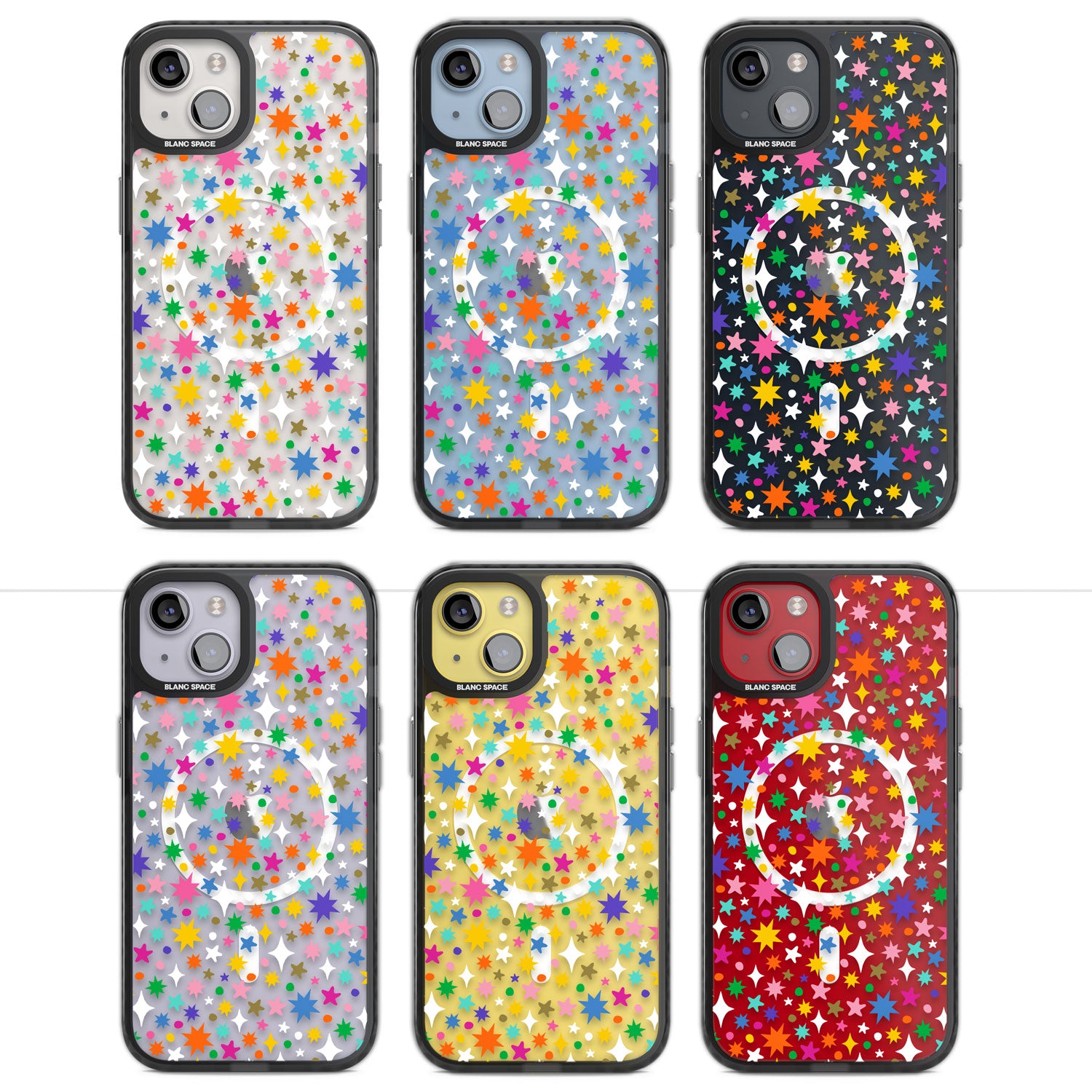 Rainbow Starburst Magsafe Black Impact Phone Case for iPhone 13, iPhone 14, iPhone 15