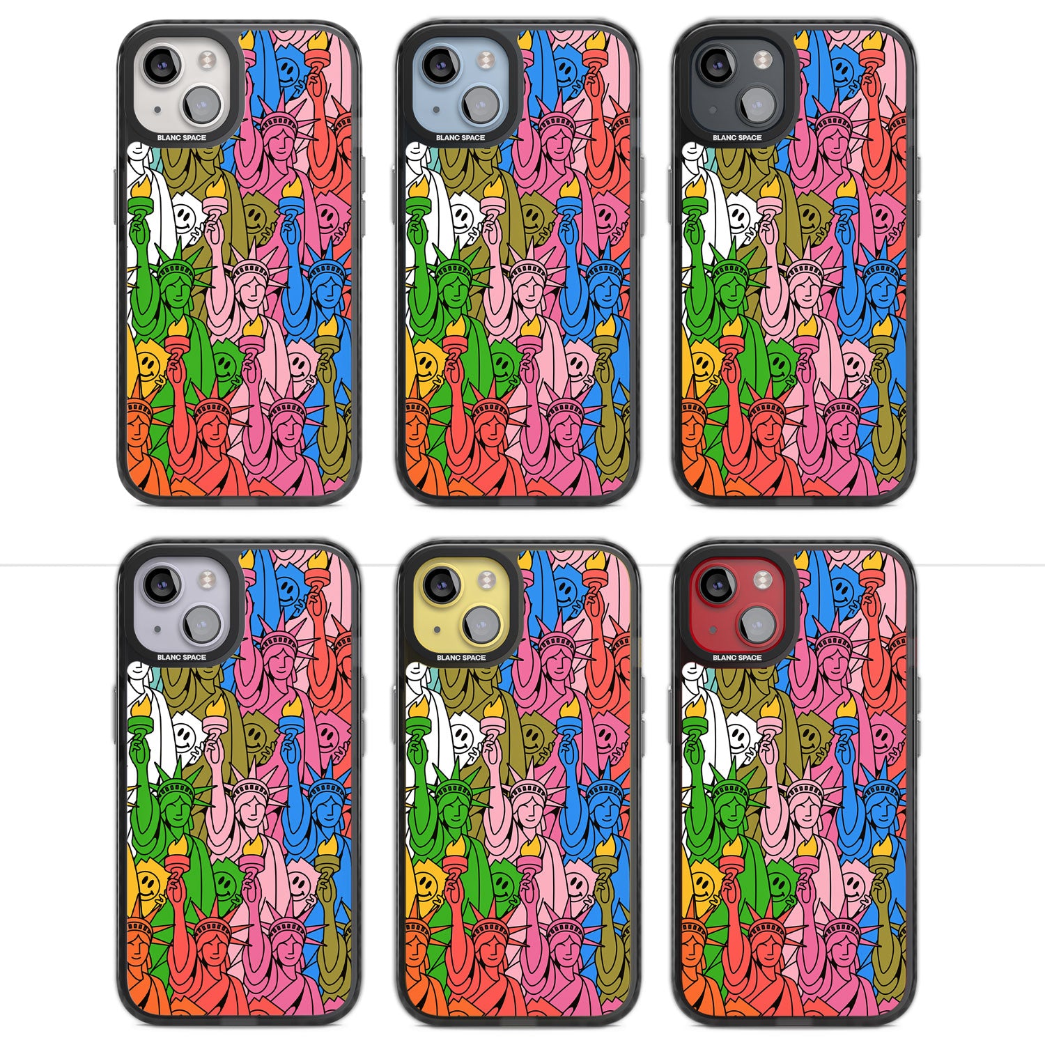 Multicolour Liberty Pattern Magsafe Black Impact Phone Case for iPhone 13, iPhone 14, iPhone 15