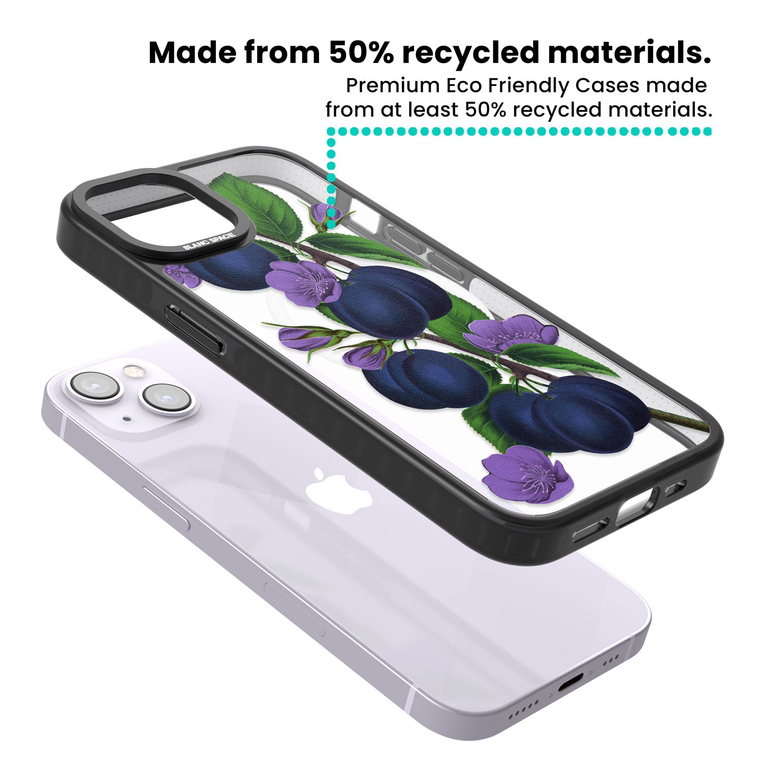 Vintage Painted Plums Magsafe Black Impact Phone Case for iPhone 13, iPhone 14, iPhone 15