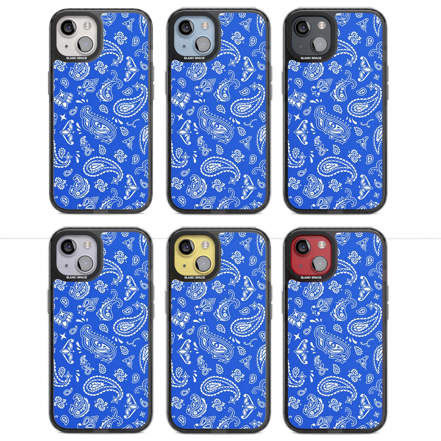 Blue Bandana Magsafe Black Impact Phone Case for iPhone 13, iPhone 14, iPhone 15