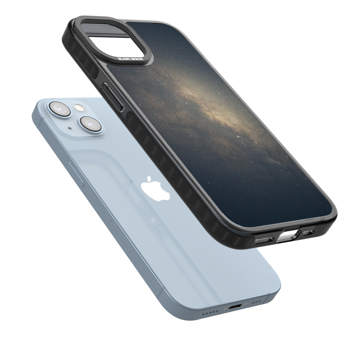 Cosmic Night Sky iPhone 12 / 12 Pro / iPhone 13 / iPhone 14 / iPhone 14 Plus / iPhone 15 / iPhone 15 Plus Impact Black Phone Case angled
