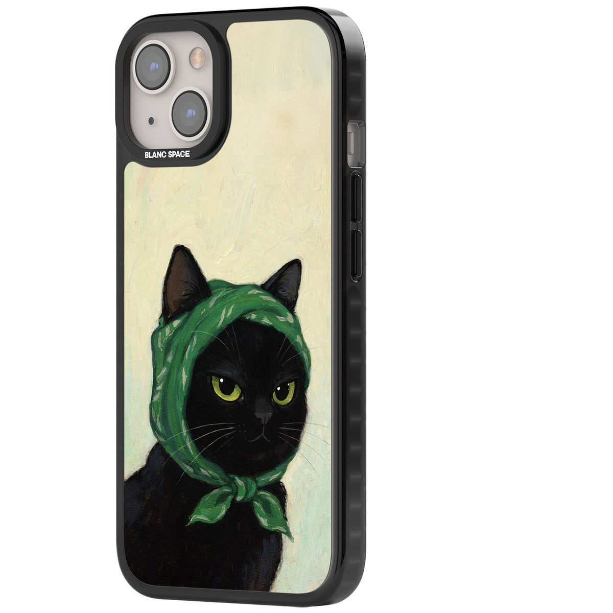 Unamused Kitty iPhone 12 / 12 Pro / iPhone 13 / iPhone 14 / iPhone 14 Plus / iPhone 15 / iPhone 15 Plus Impact Black Phone Case side