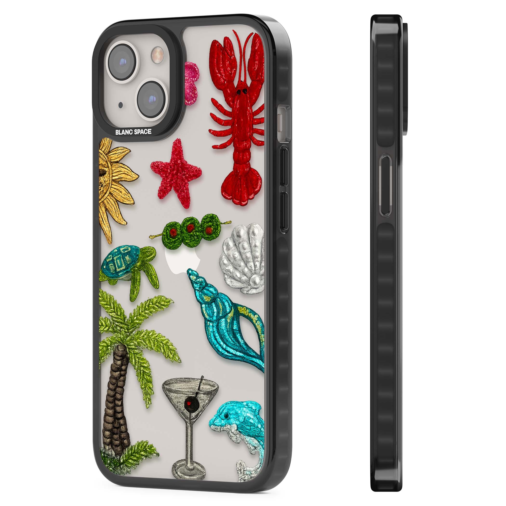 Painted Coastal Pattern coastal iPhone case | Black Impact case for iPhone 13, iPhone 14, iPhone 15