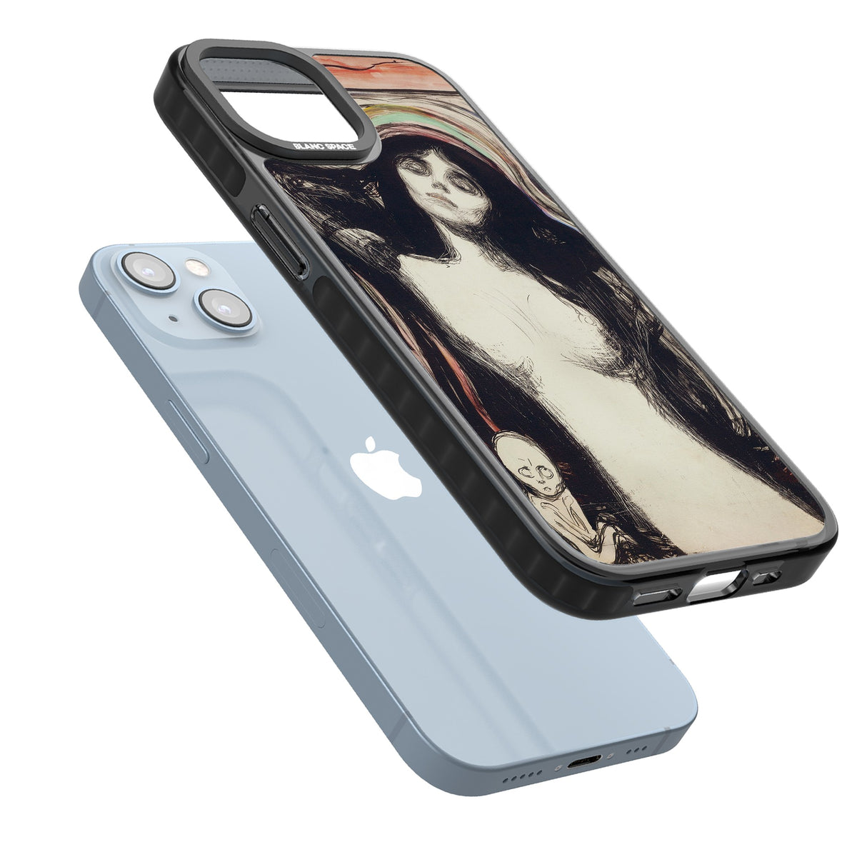 Madonna iPhone 12 / 12 Pro / iPhone 13 / iPhone 14 / iPhone 14 Plus / iPhone 15 / iPhone 15 Plus Impact Black Phone Case angled
