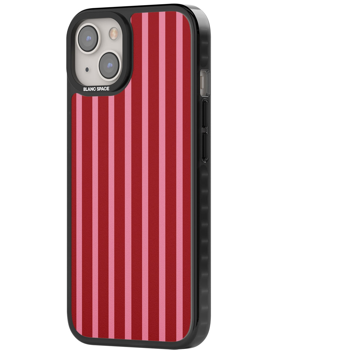 Raspberry Stripe iPhone 12 / 12 Pro / iPhone 13 / iPhone 14 / iPhone 14 Plus / iPhone 15 / iPhone 15 Plus Impact Black Phone Case side
