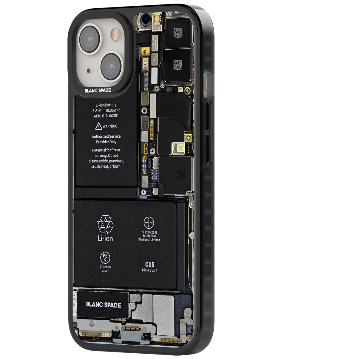 Circuit Board iPhone 12 / 12 Pro / iPhone 13 / iPhone 14 / iPhone 14 Plus / iPhone 15 / iPhone 15 Plus Impact Black Phone Case side