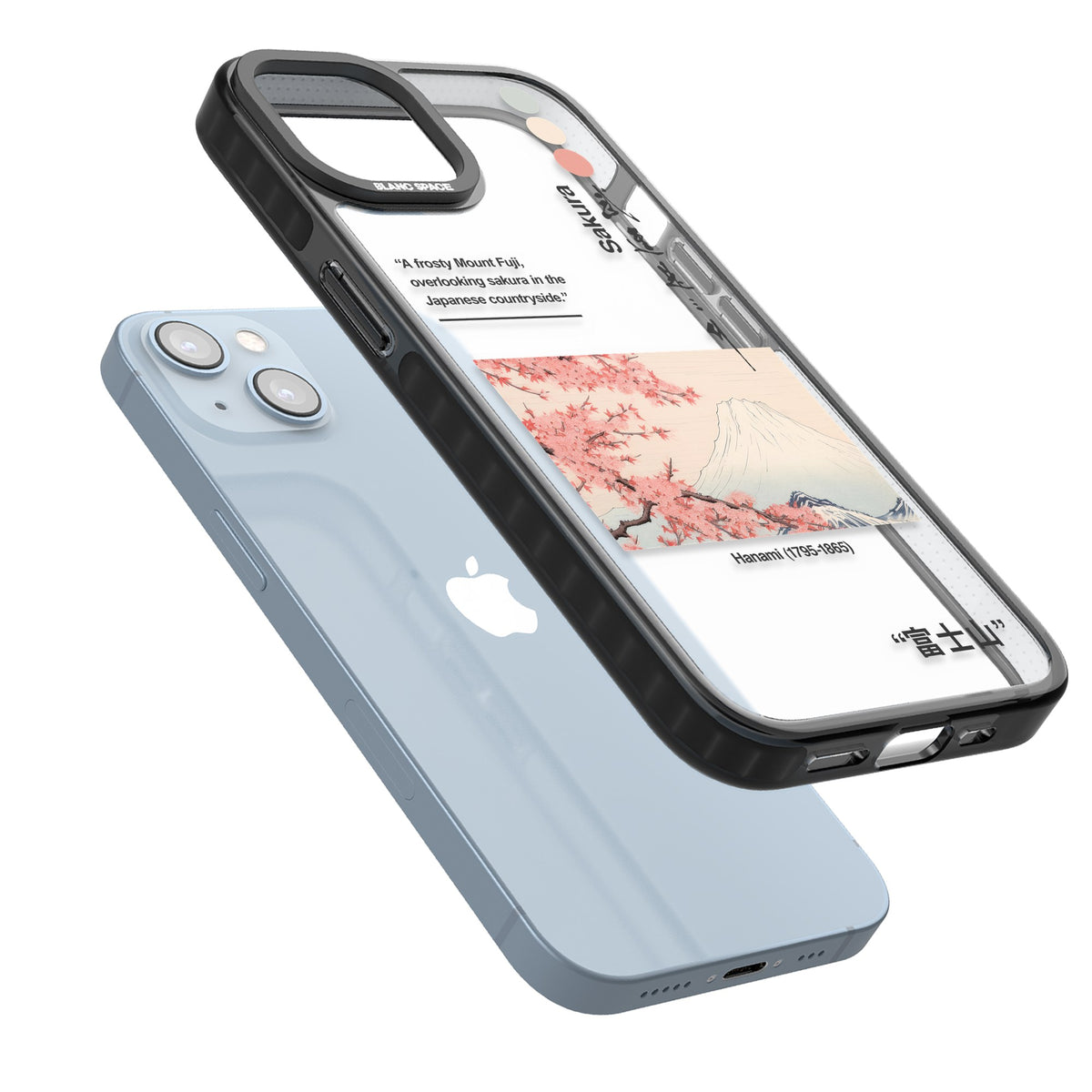 Hanami iPhone 12 / 12 Pro / iPhone 13 / iPhone 14 / iPhone 14 Plus / iPhone 15 / iPhone 15 Plus Impact Black Phone Case angled