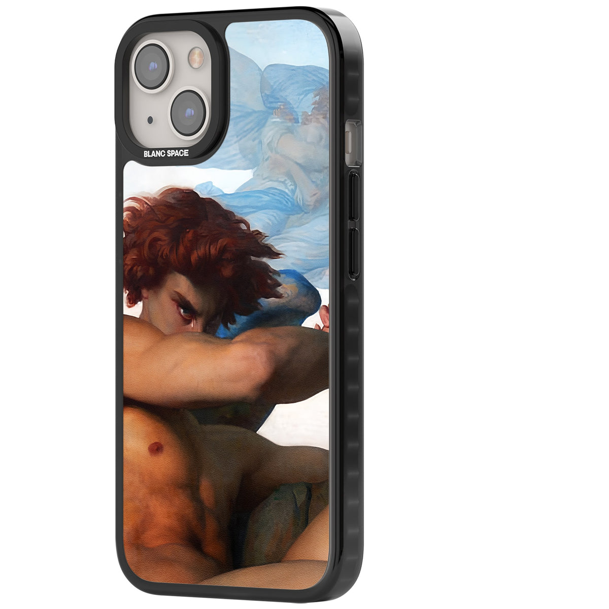 The Fallen Angel iPhone 12 / 12 Pro / iPhone 13 / iPhone 14 / iPhone 14 Plus / iPhone 15 / iPhone 15 Plus Impact Black Phone Case side