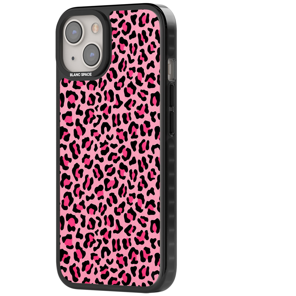 Pink Leopard iPhone 12 / 12 Pro / iPhone 13 / iPhone 14 / iPhone 14 Plus / iPhone 15 / iPhone 15 Plus Impact Black Phone Case side