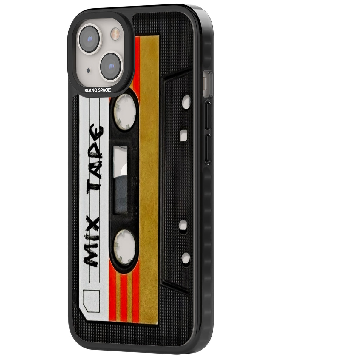 Retro Mix Tape iPhone 12 / 12 Pro / iPhone 13 / iPhone 14 / iPhone 14 Plus / iPhone 15 / iPhone 15 Plus Impact Black Phone Case side