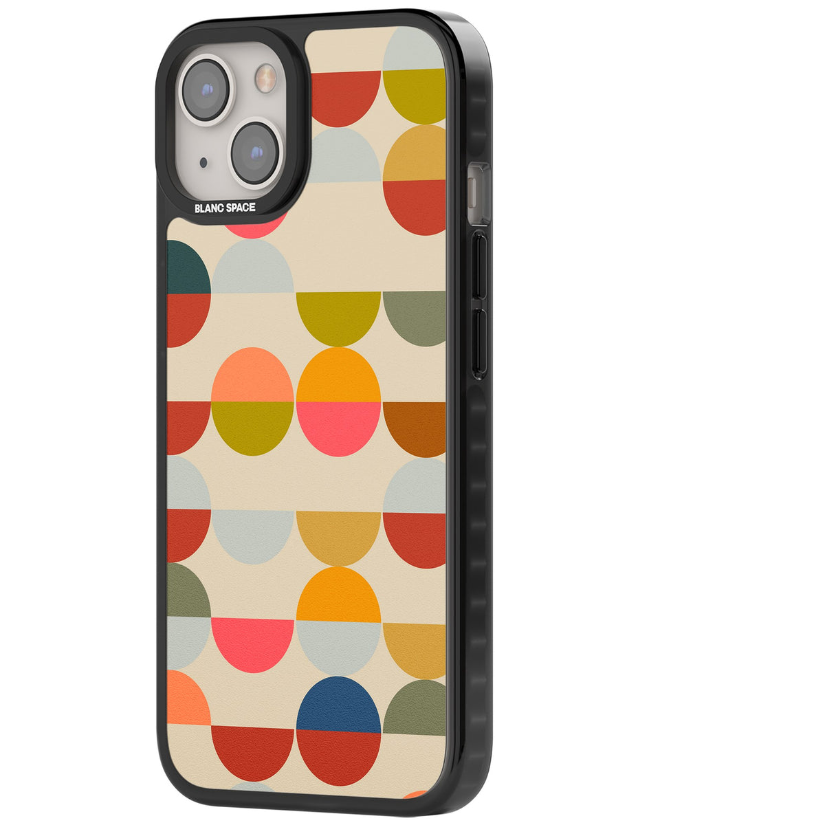 Colorful Retro Circles iPhone 12 / 12 Pro / iPhone 13 / iPhone 14 / iPhone 14 Plus / iPhone 15 / iPhone 15 Plus Impact Black Phone Case side