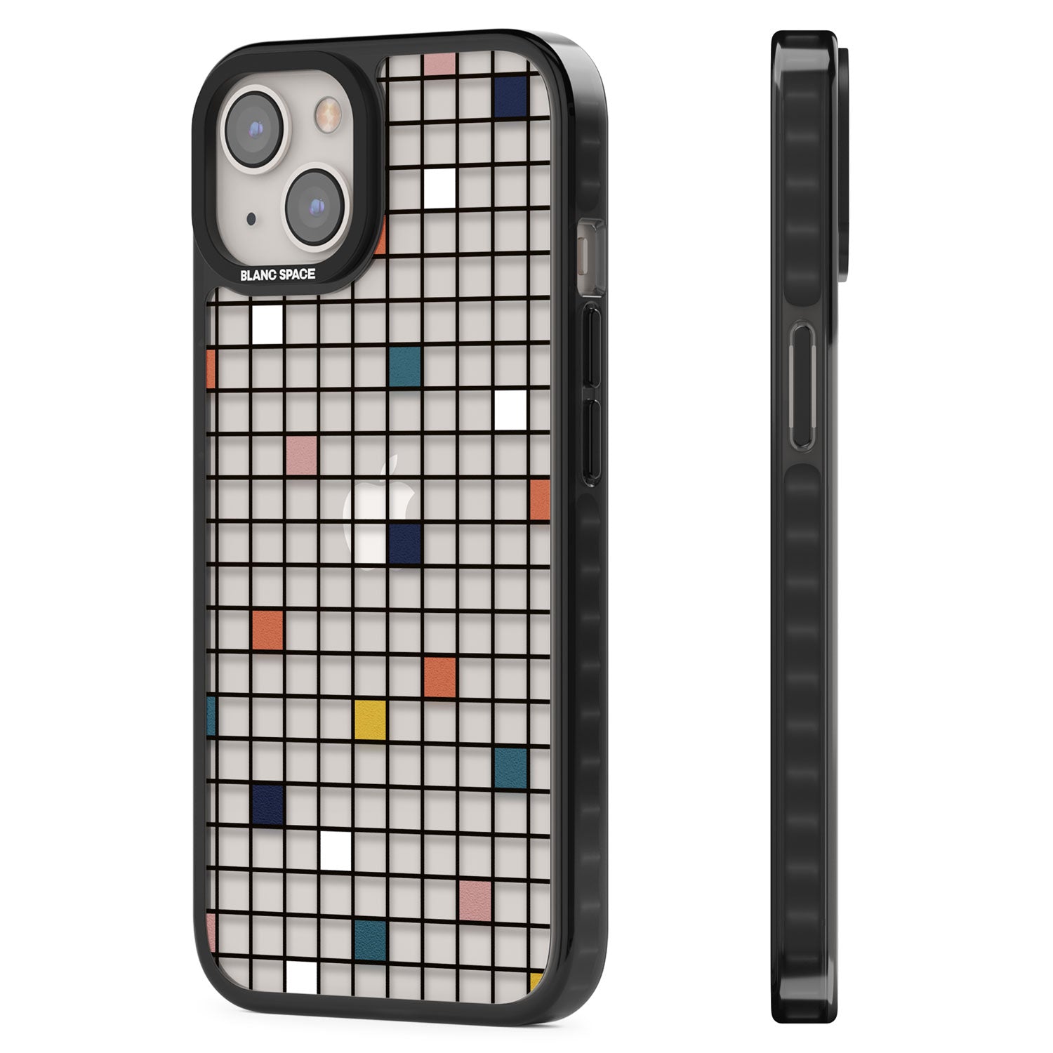 Earthtone Clear Geometric Grid Black Impact Phone Case for iPhone 13, iPhone 14, iPhone 15