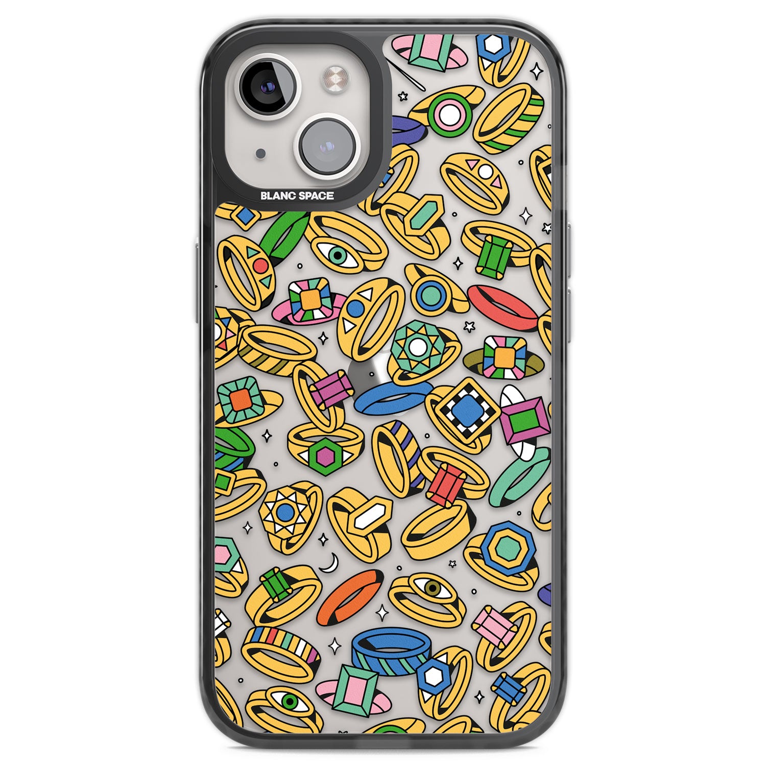 Gemstone Glitz Black Impact Phone Case for iPhone 13, iPhone 14, iPhone 15