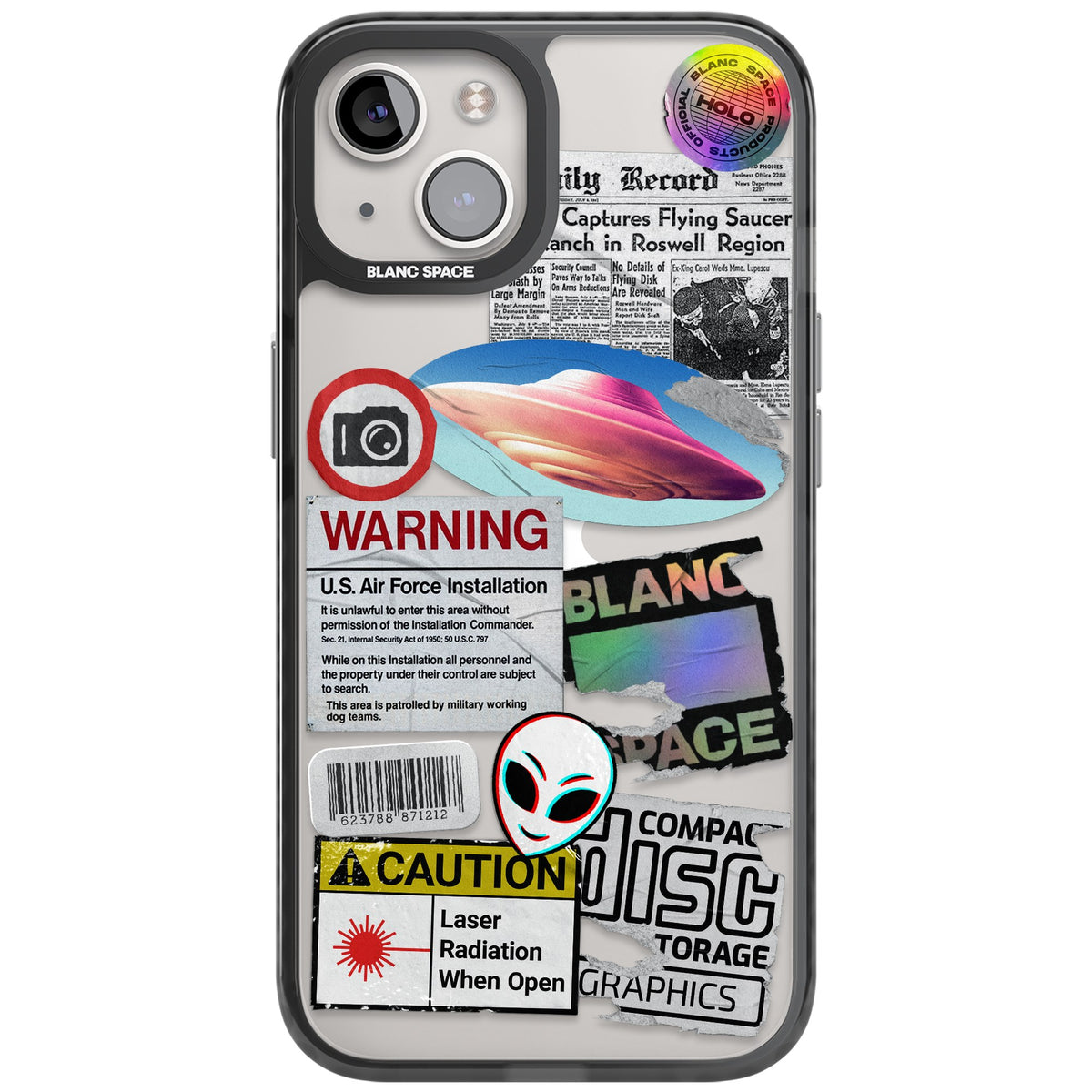 Cosmic Encounters iPhone 12 / 12 Pro / iPhone 13 / iPhone 14 / iPhone 14 Plus / iPhone 15 / iPhone 15 Plus Impact Black Phone Case front
