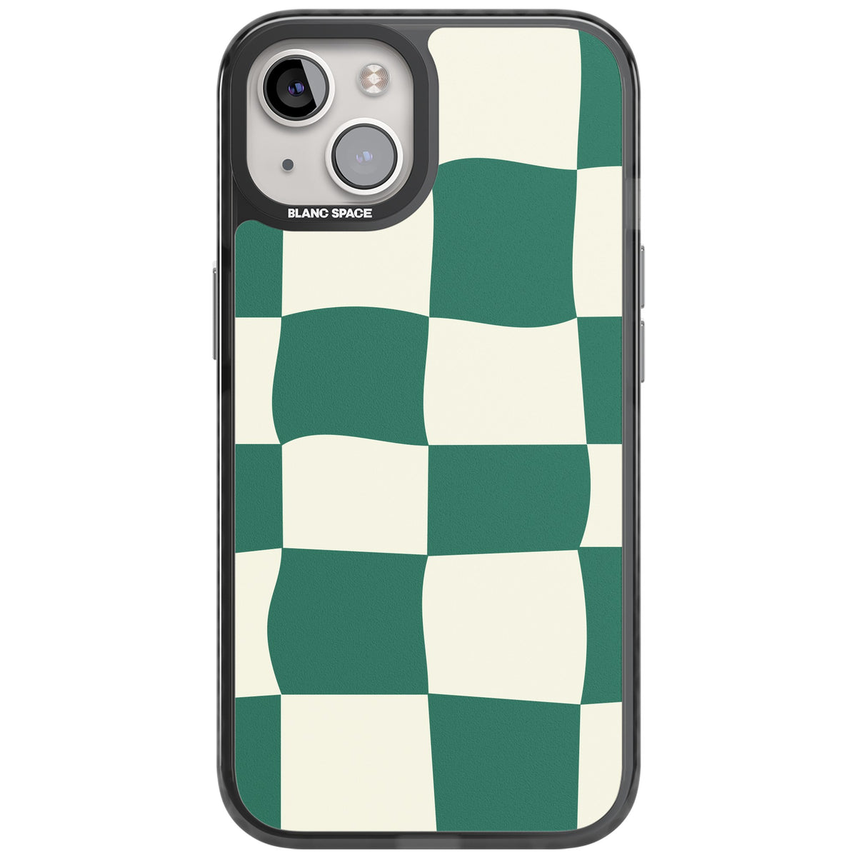 Matcha Wavy Check iPhone 12 / 12 Pro / iPhone 13 / iPhone 14 / iPhone 14 Plus / iPhone 15 / iPhone 15 Plus Impact Black Phone Case front