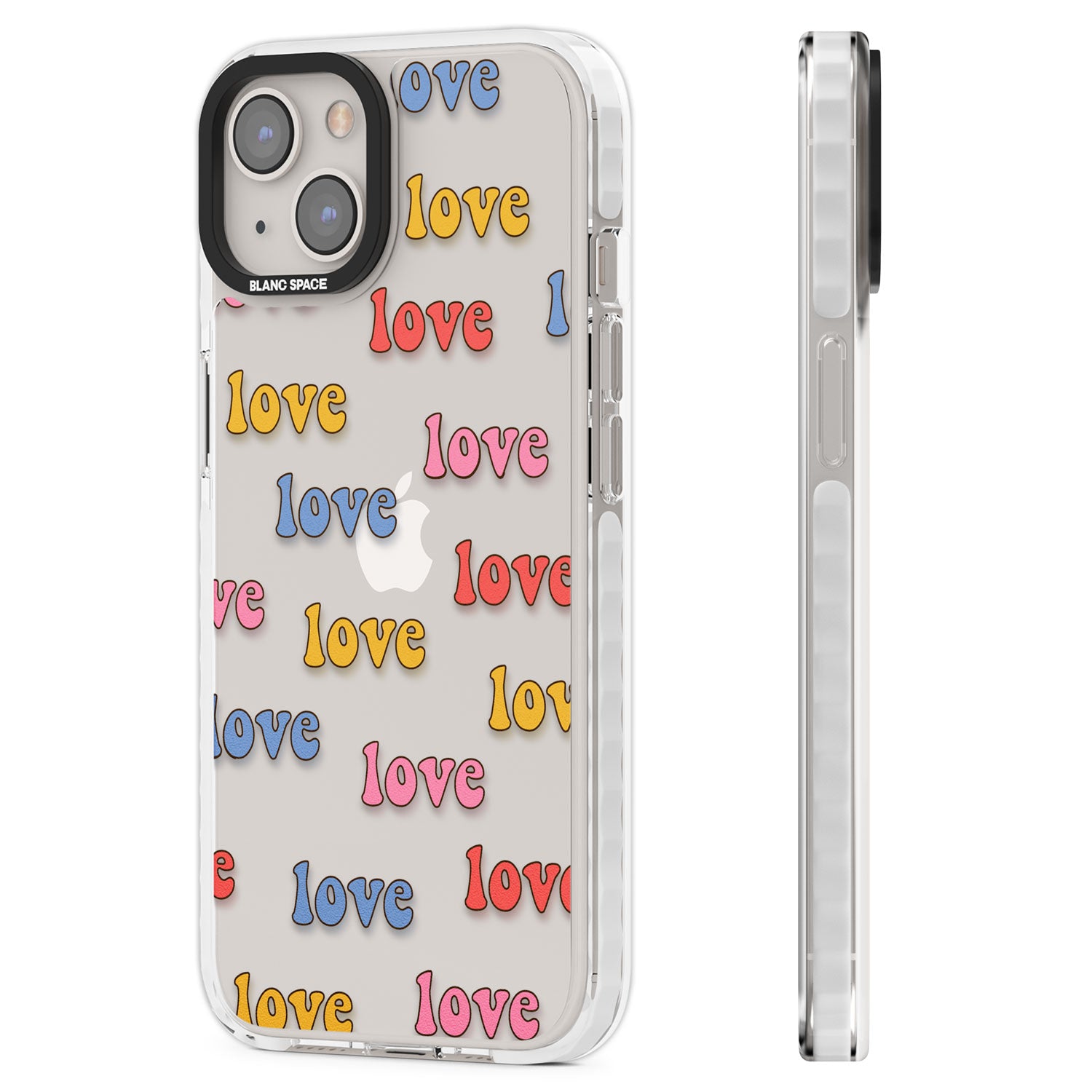 Love Pattern Clear Impact Phone Case for iPhone 13, iPhone 14, iPhone 15