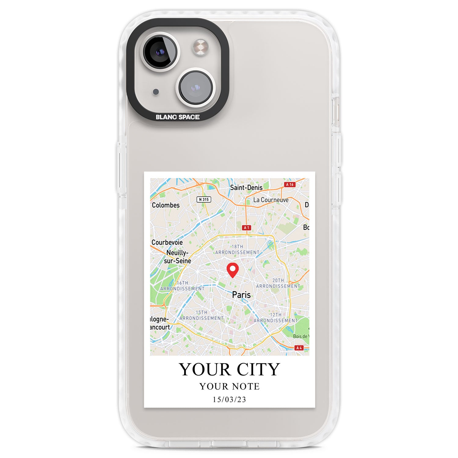 Personalised World Map Clear Impact Phone Case for iPhone 13, iPhone 14, iPhone 15