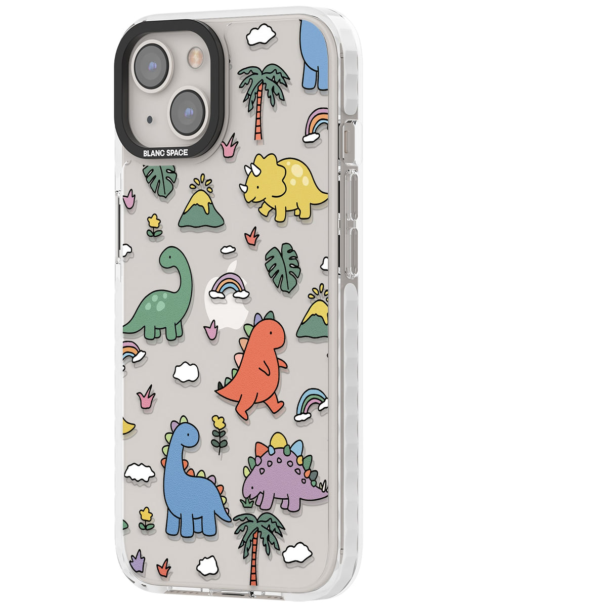 Cute Dino Pattern iPhone 12 / 12 Pro / iPhone 13 / iPhone 14 / iPhone 14 Plus / iPhone 15 / iPhone 15 Plus Impact Clear Phone Case side