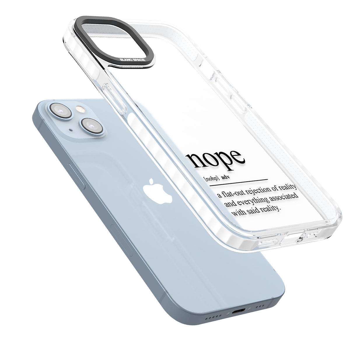Nope iPhone 12 / 12 Pro / iPhone 13 / iPhone 14 / iPhone 14 Plus / iPhone 15 / iPhone 15 Plus Impact Clear Phone Case angled